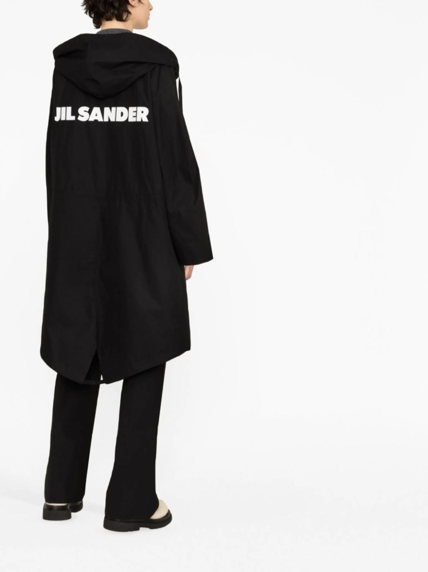 logo-print cotton coat