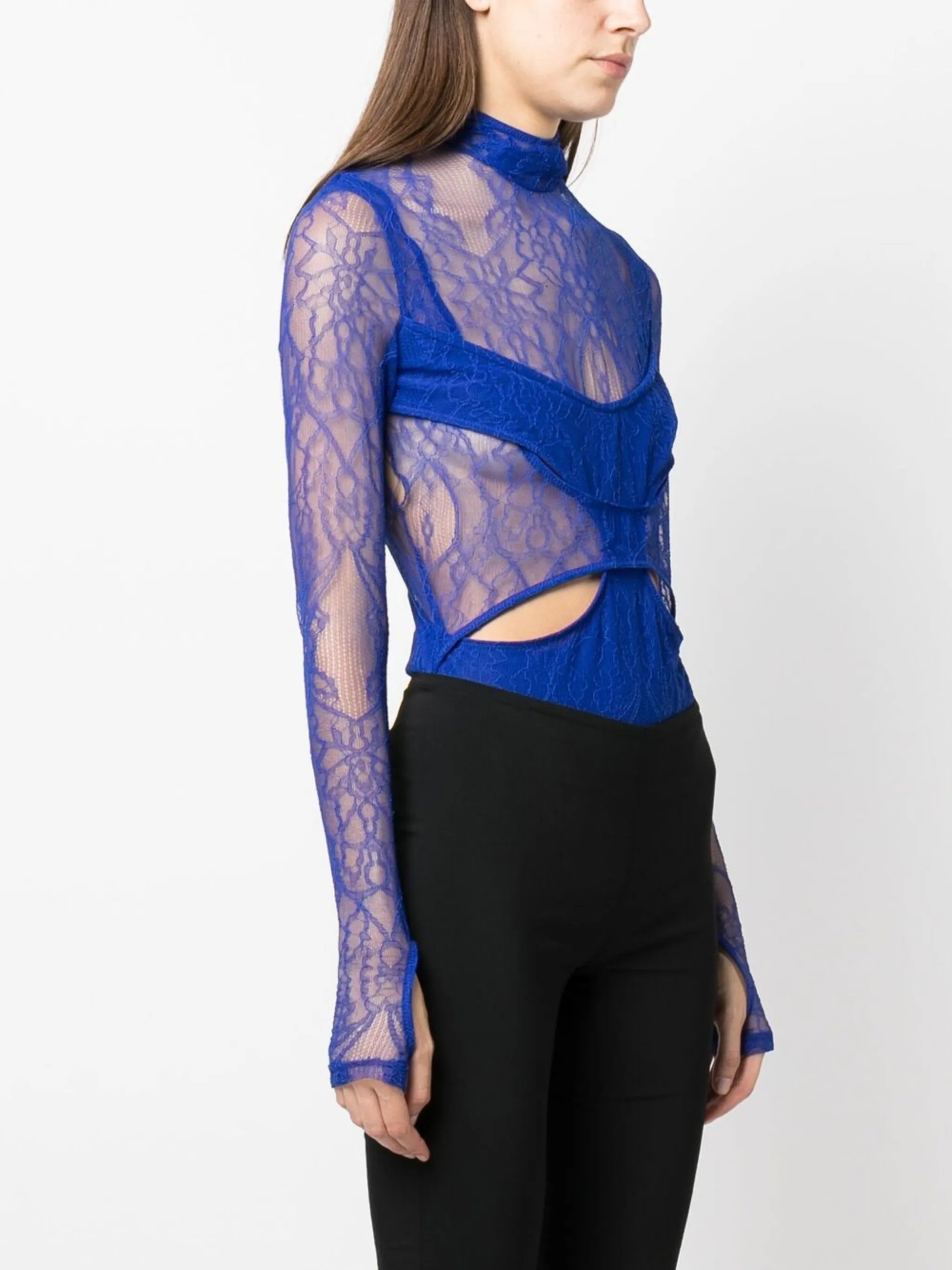 sheer lace masked bodysuit