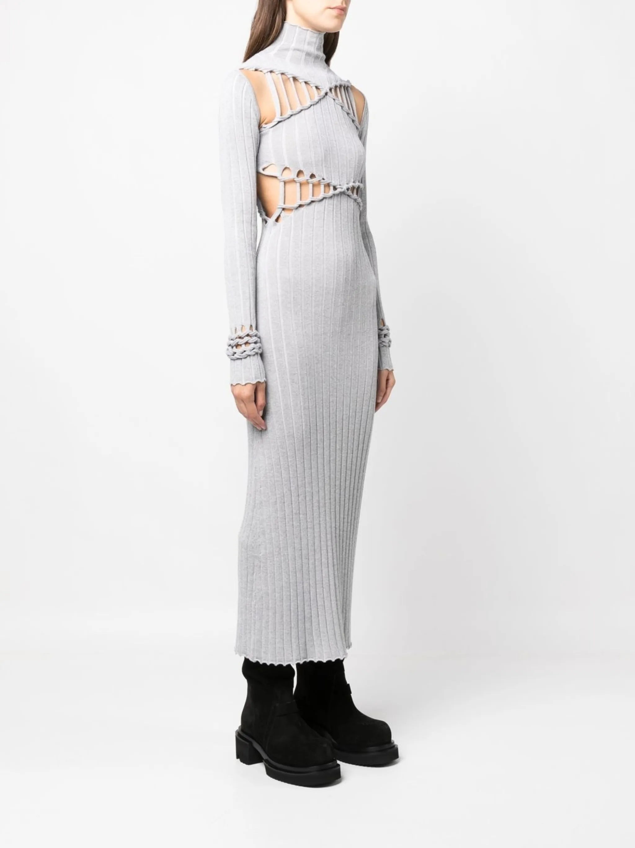 cut-out ribbed dress