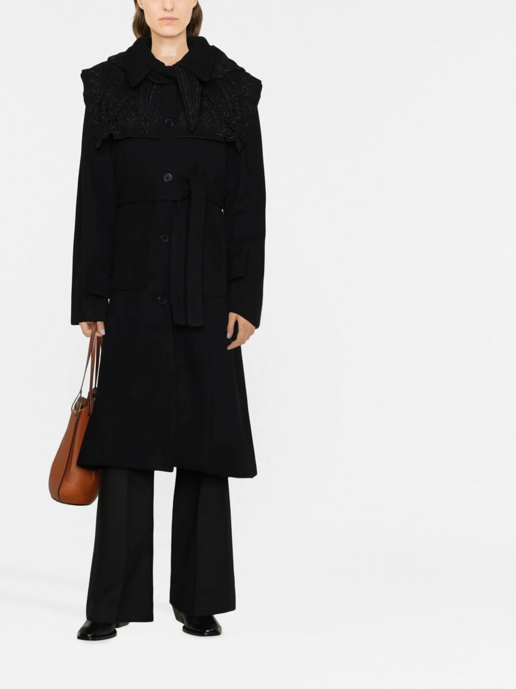 eyelet-detail single-breasted coat