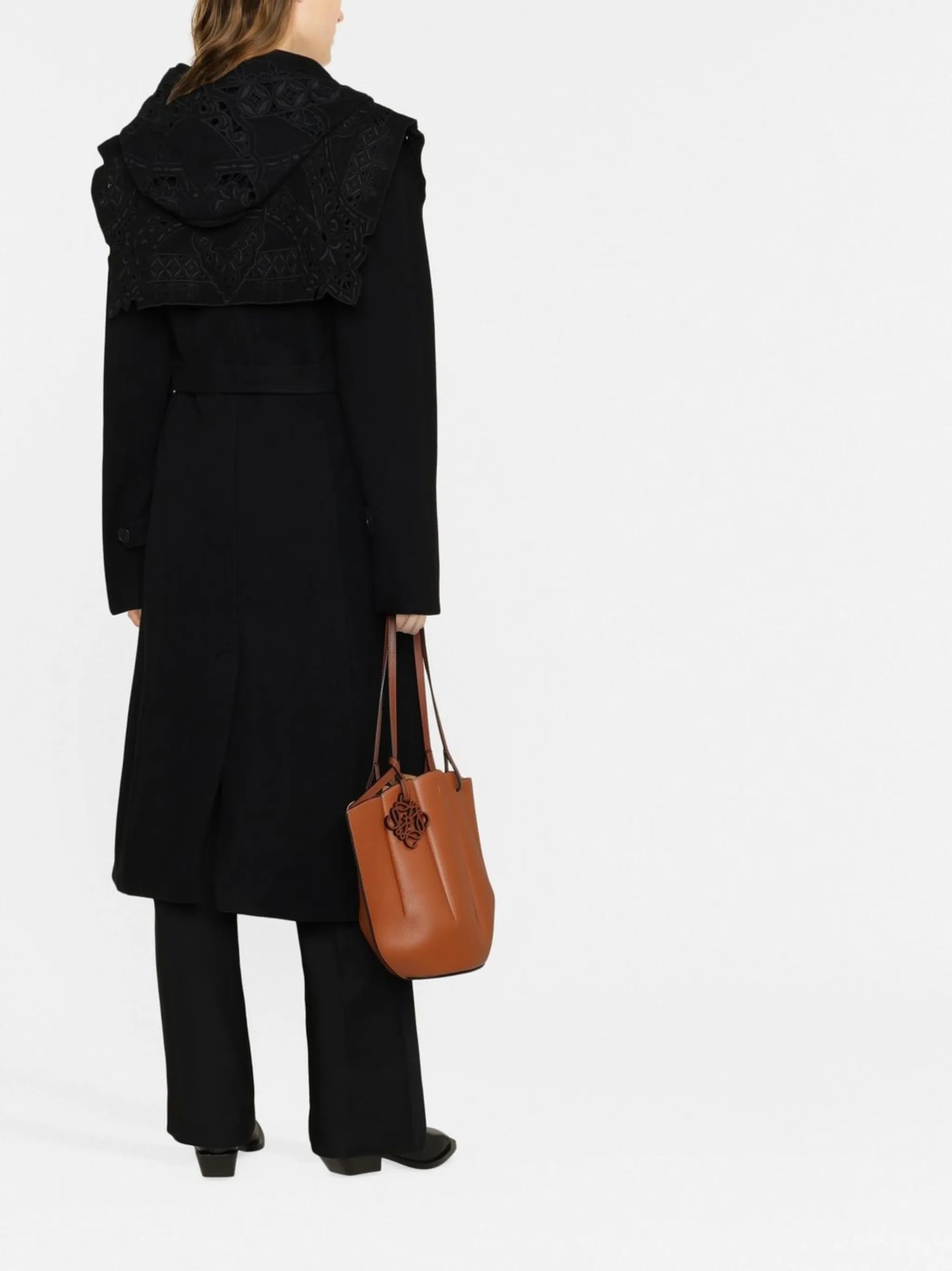 eyelet-detail single-breasted coat