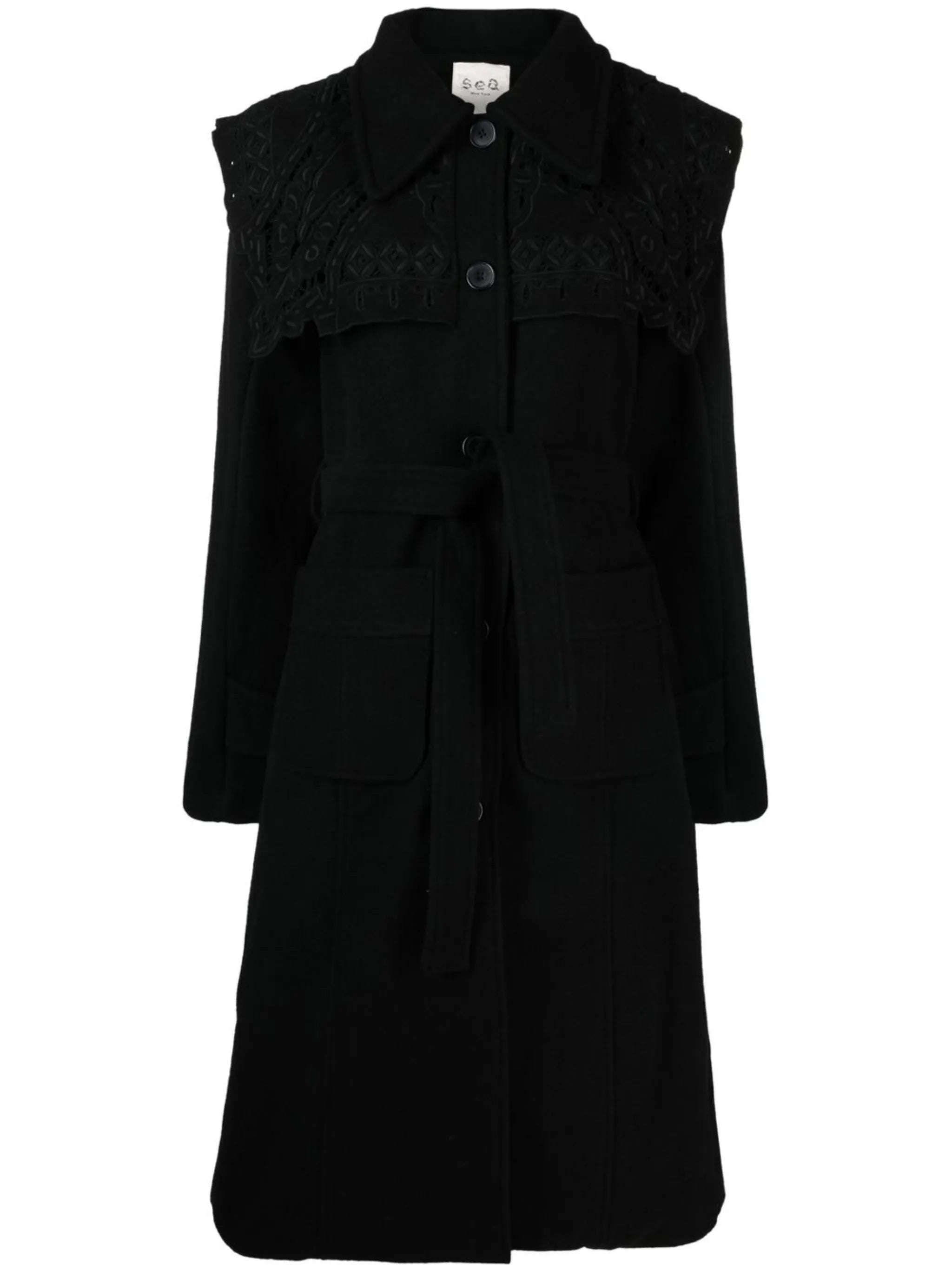 eyelet-detail single-breasted coat