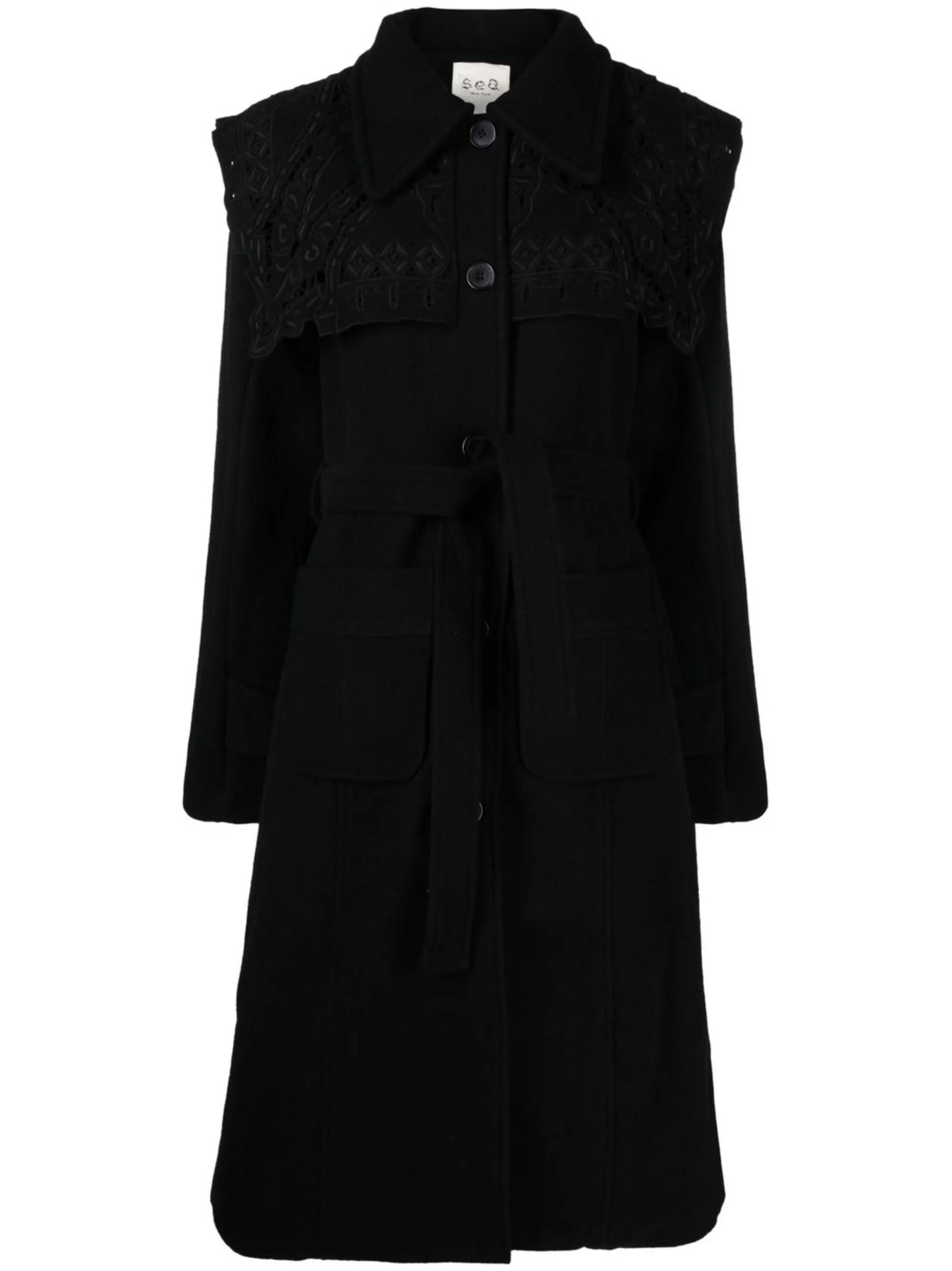 eyelet-detail single-breasted coat
