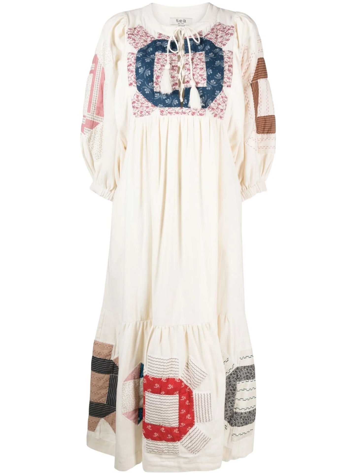 patchwork-effect midi dress