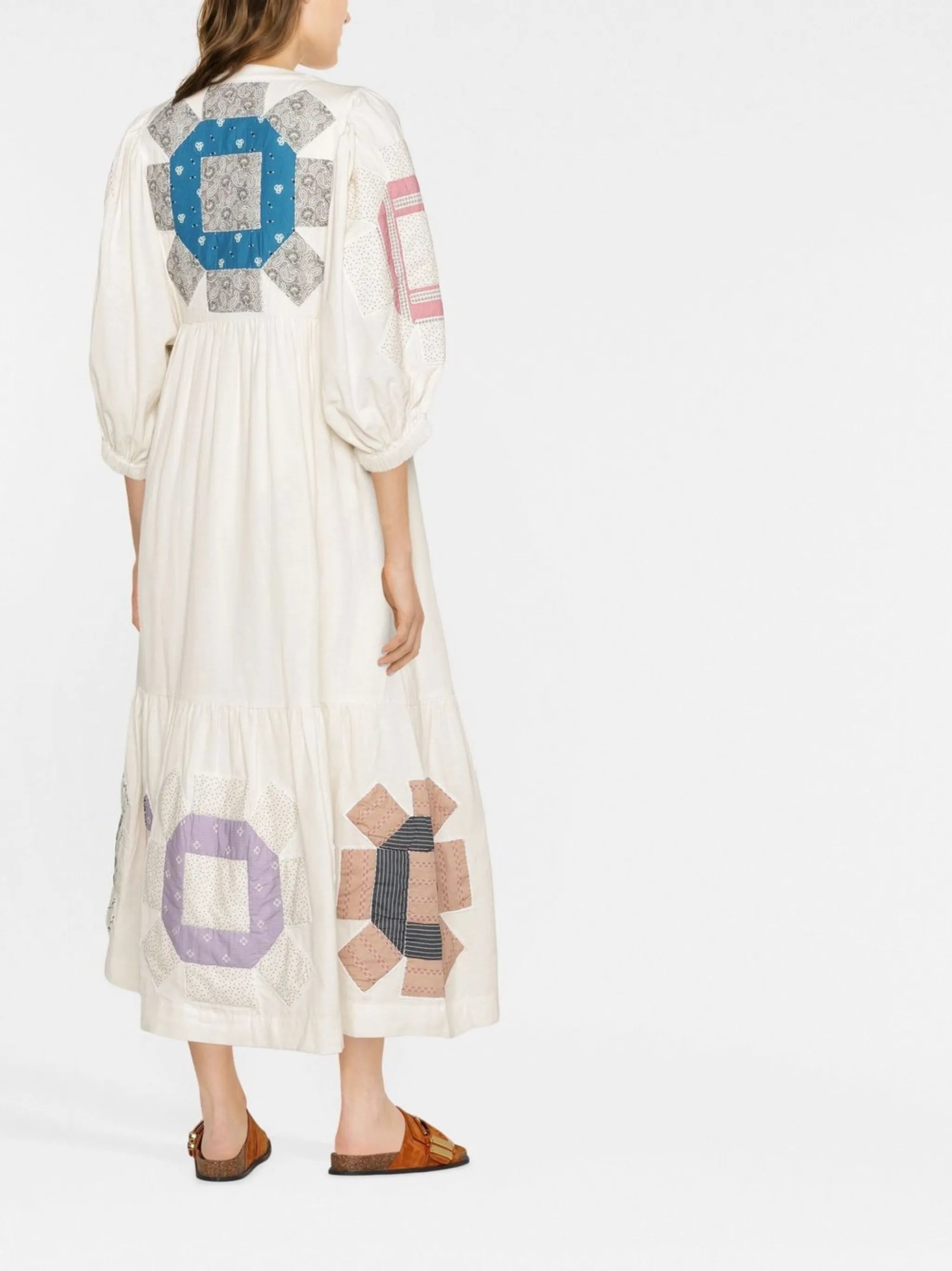 patchwork-effect midi dress