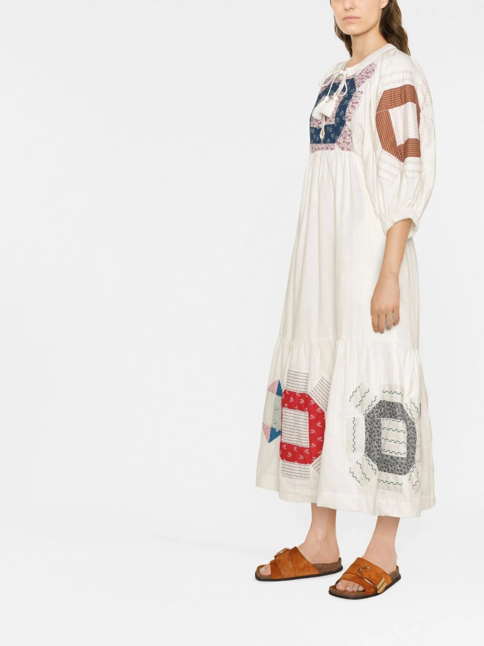 patchwork-effect midi dress