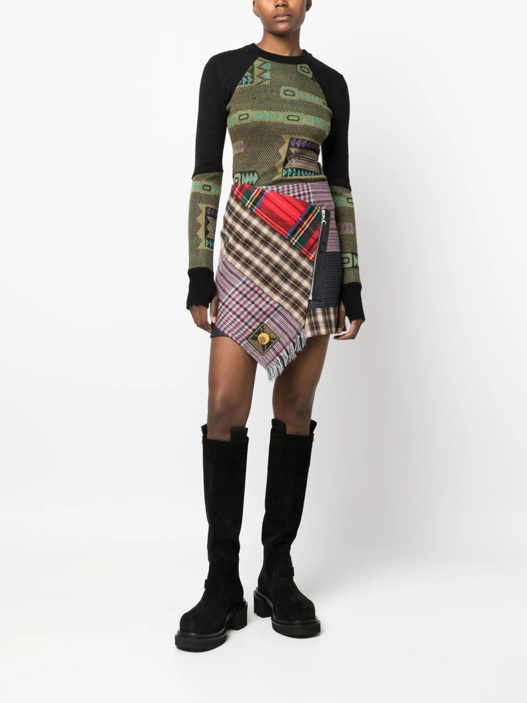panelled wrap miniskirt