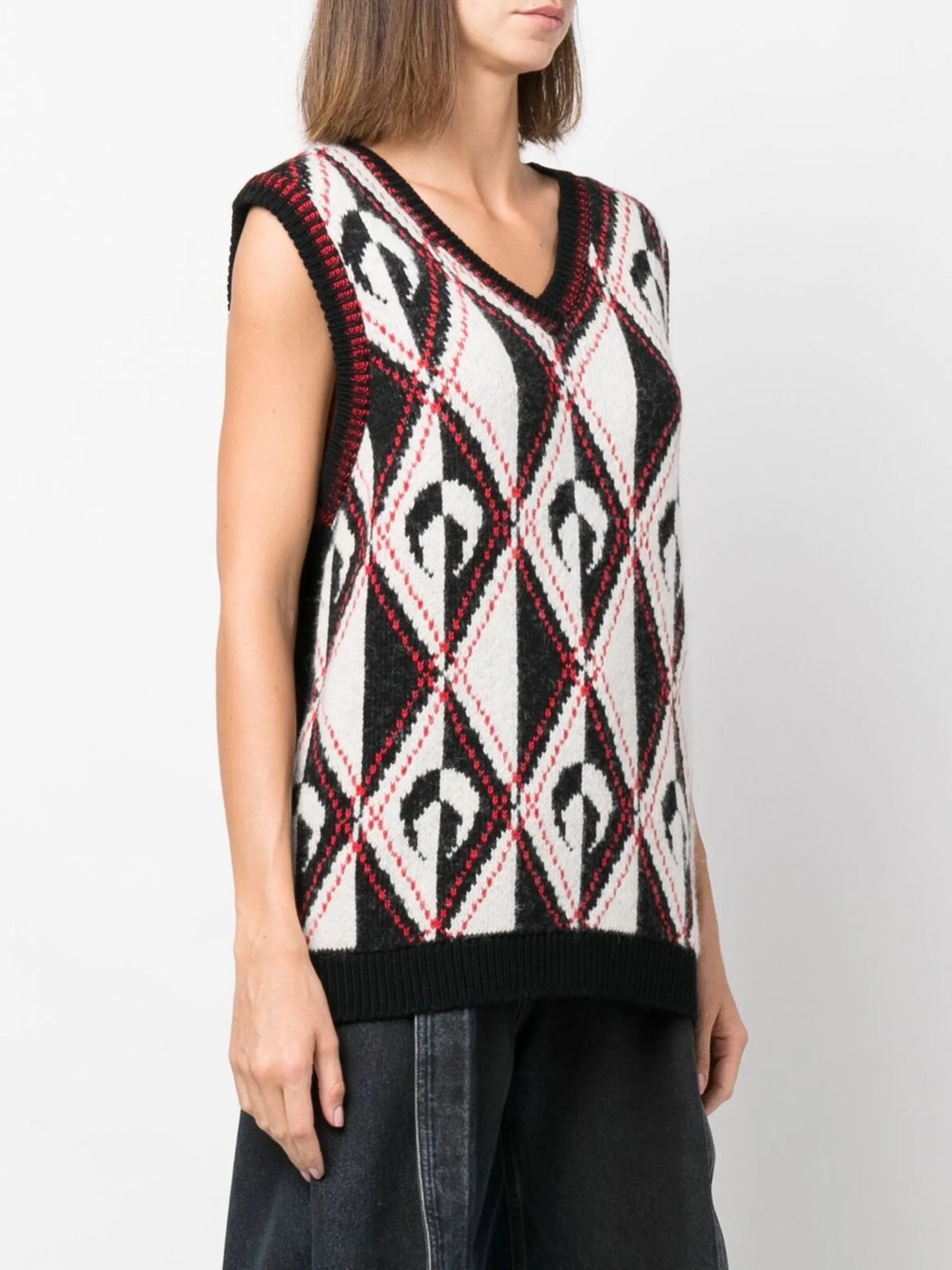 intarsia-knit logo knitted vest