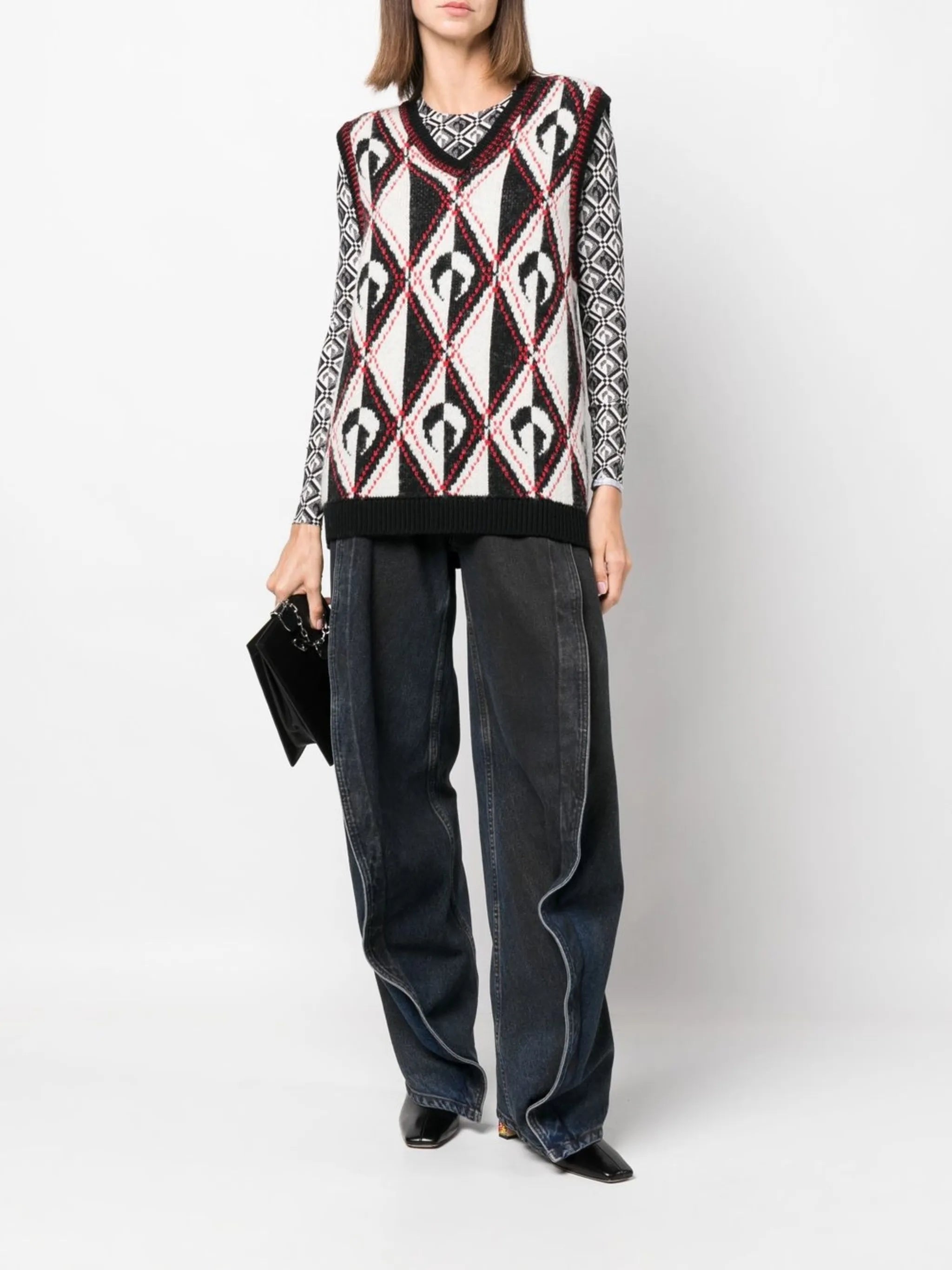 intarsia-knit logo knitted vest
