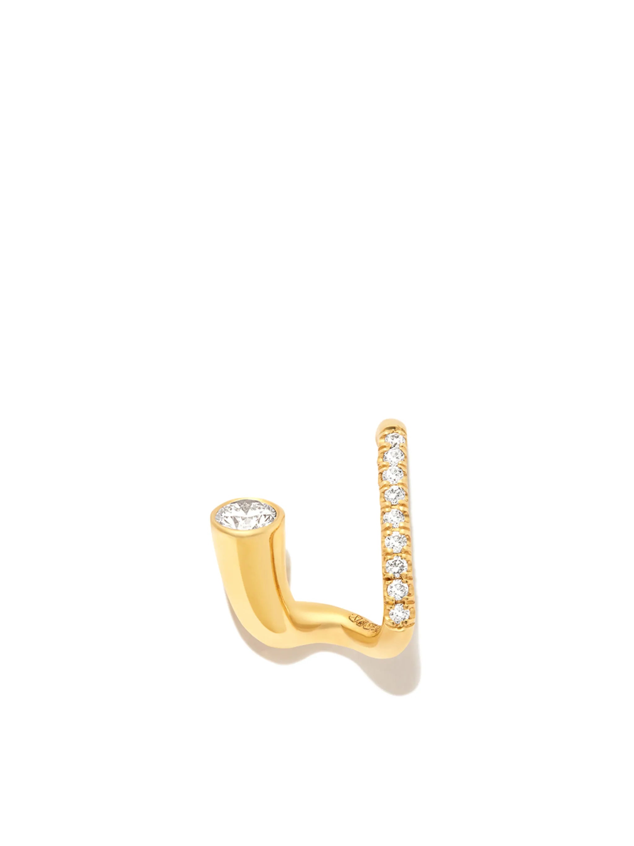 18kt yellow gold Peak diamond stud earring