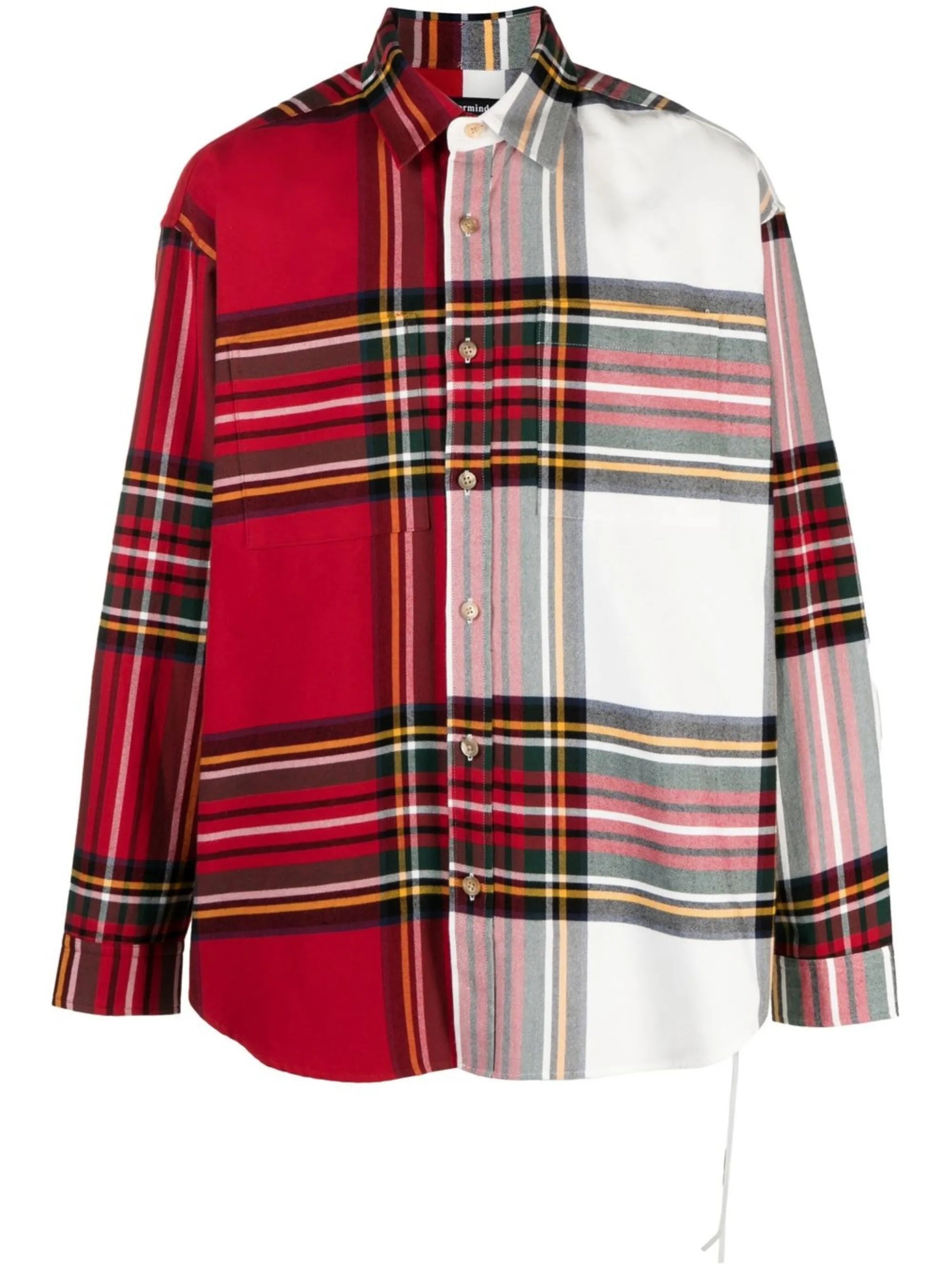Oversize colour-block plaid shirt
