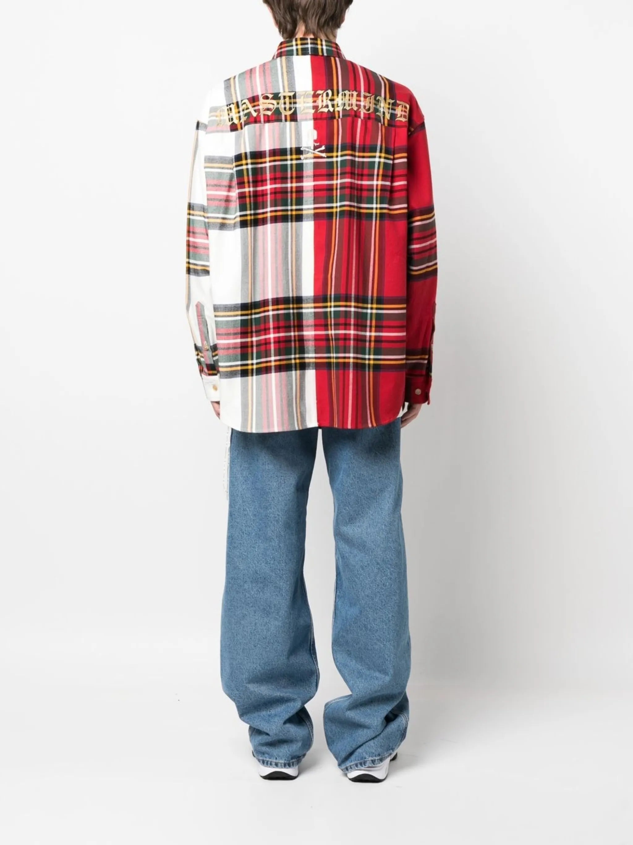 Oversize colour-block plaid shirt