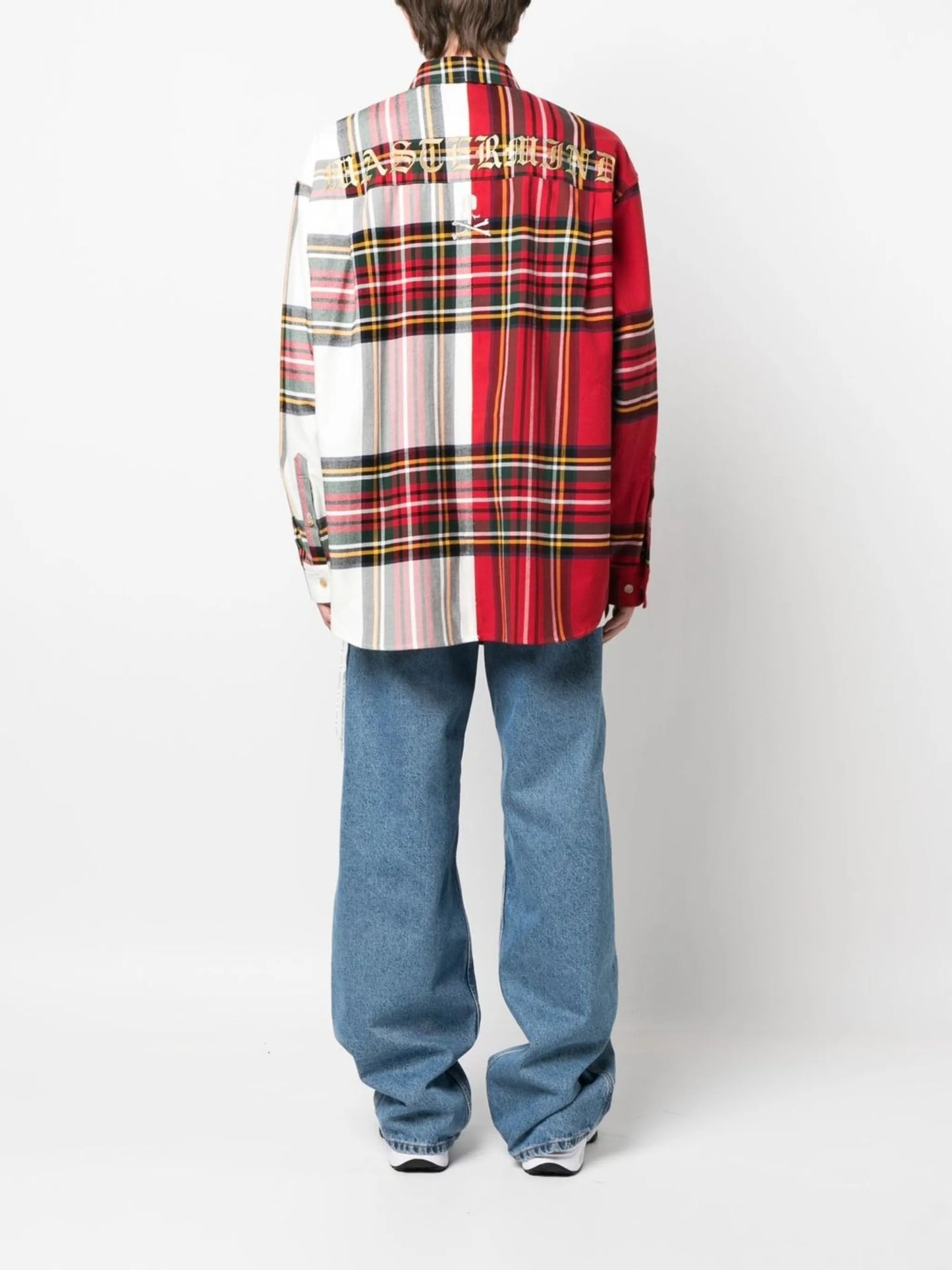 Oversize colour-block plaid shirt