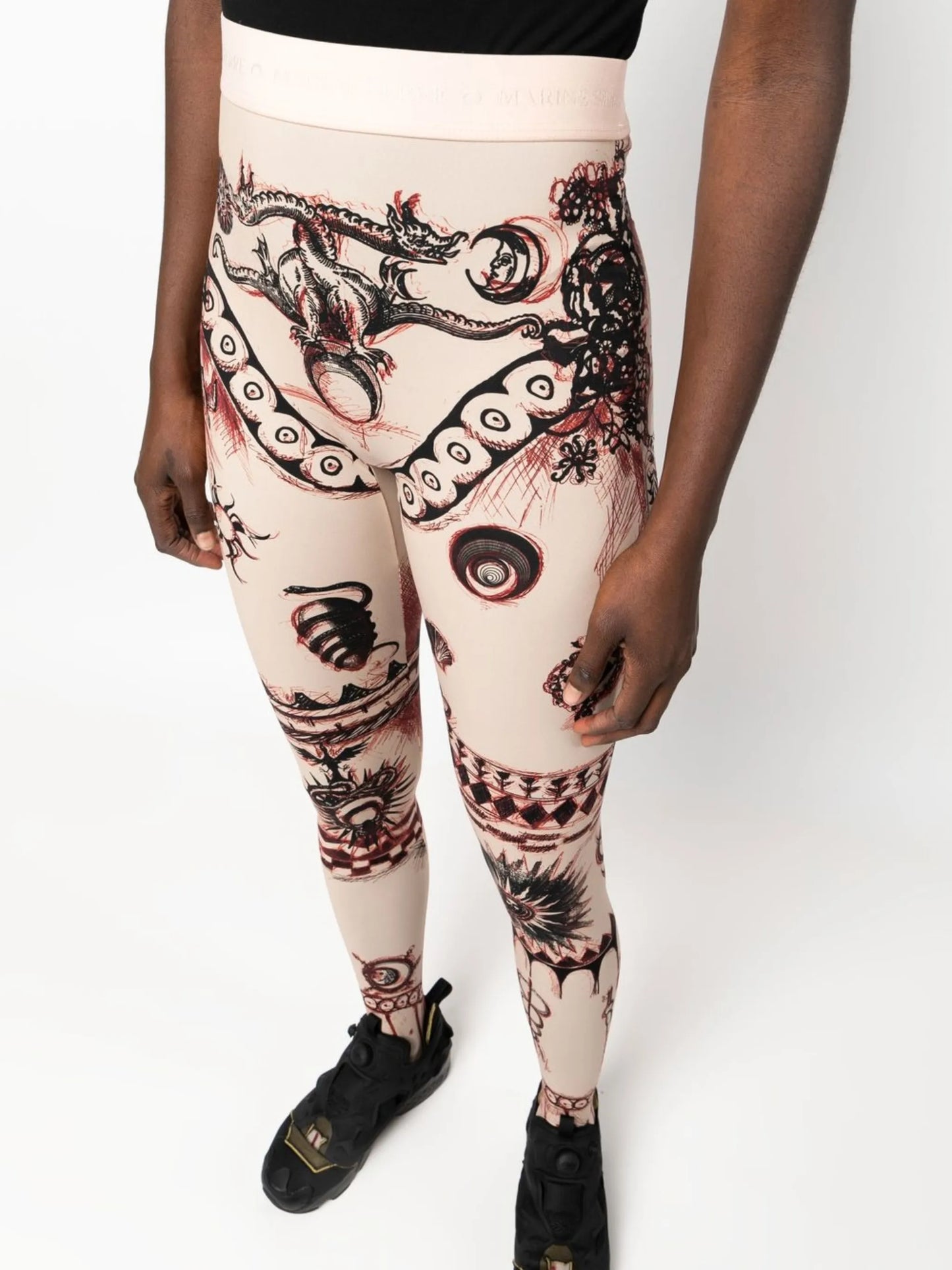 Geotic tattoo-print leggings