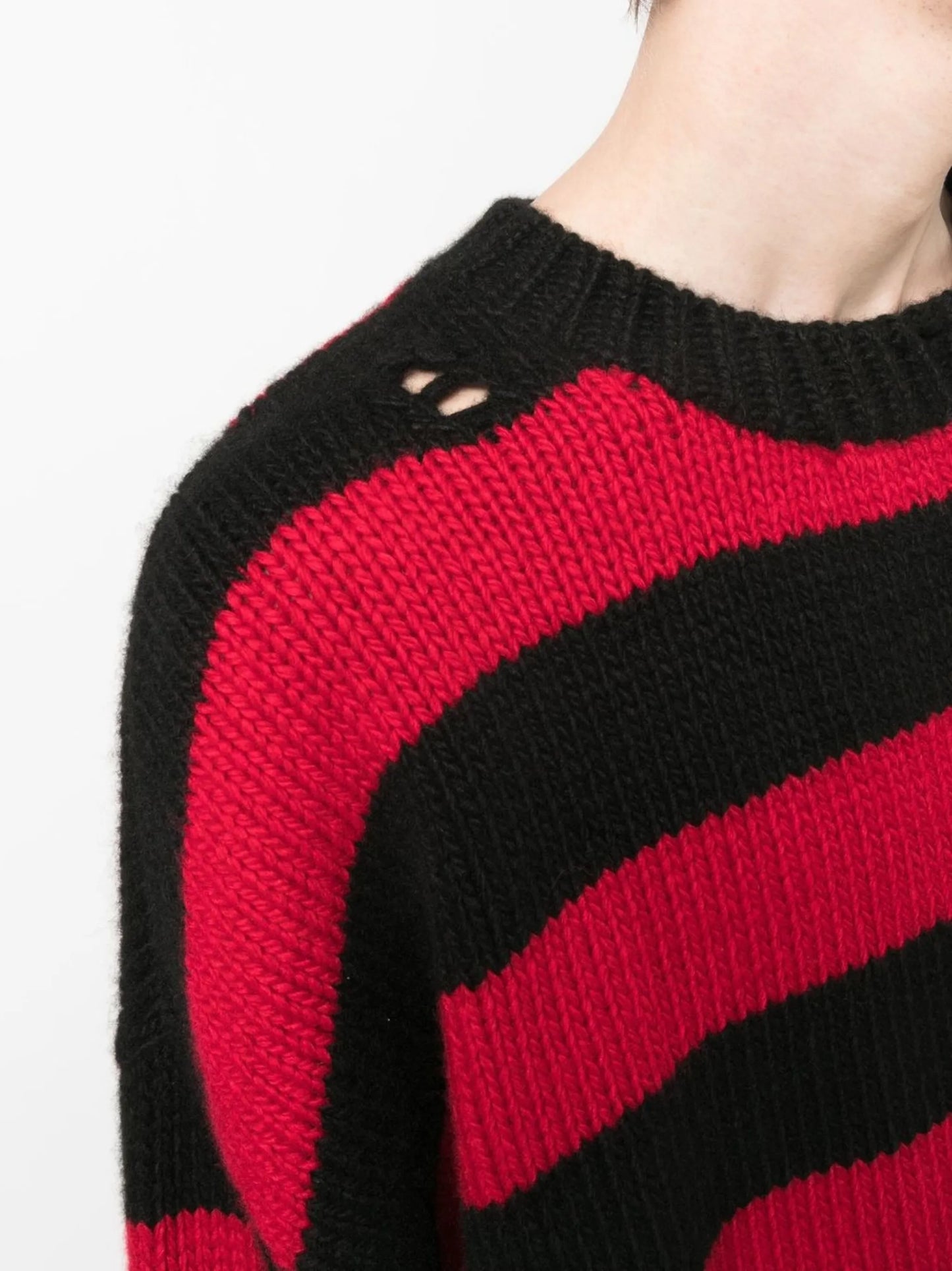 distressed hand-knit cashmere jumper