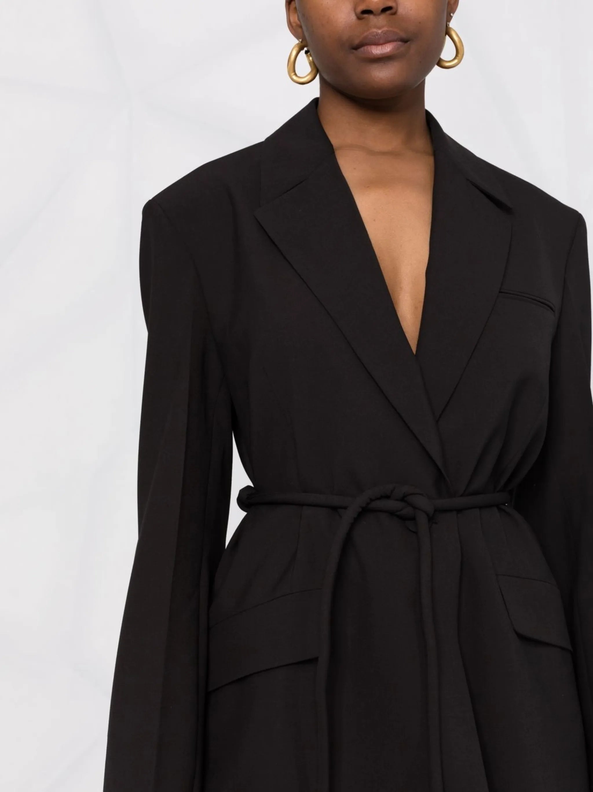 tied-waist single-breasted blazer
