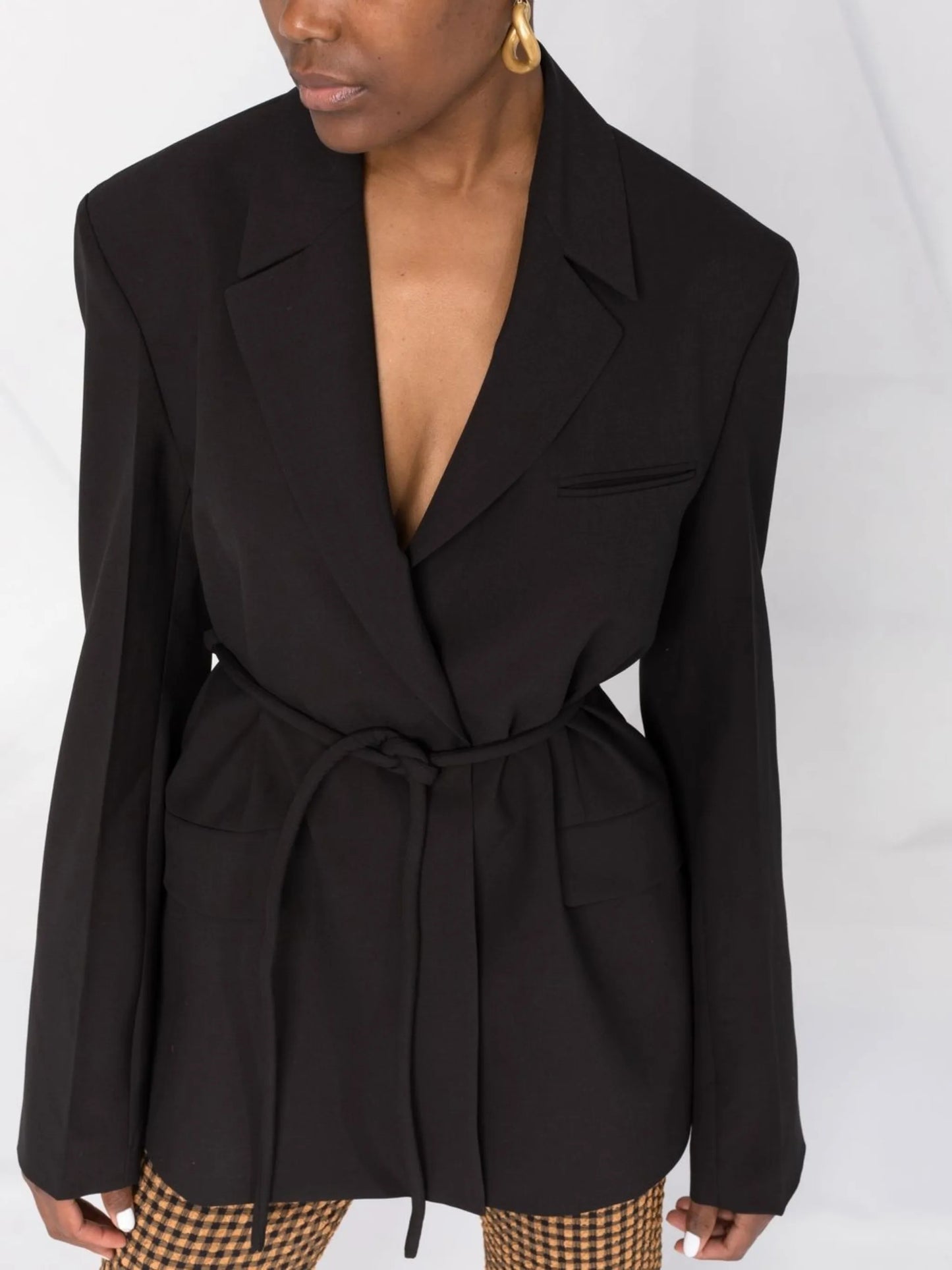 tied-waist single-breasted blazer