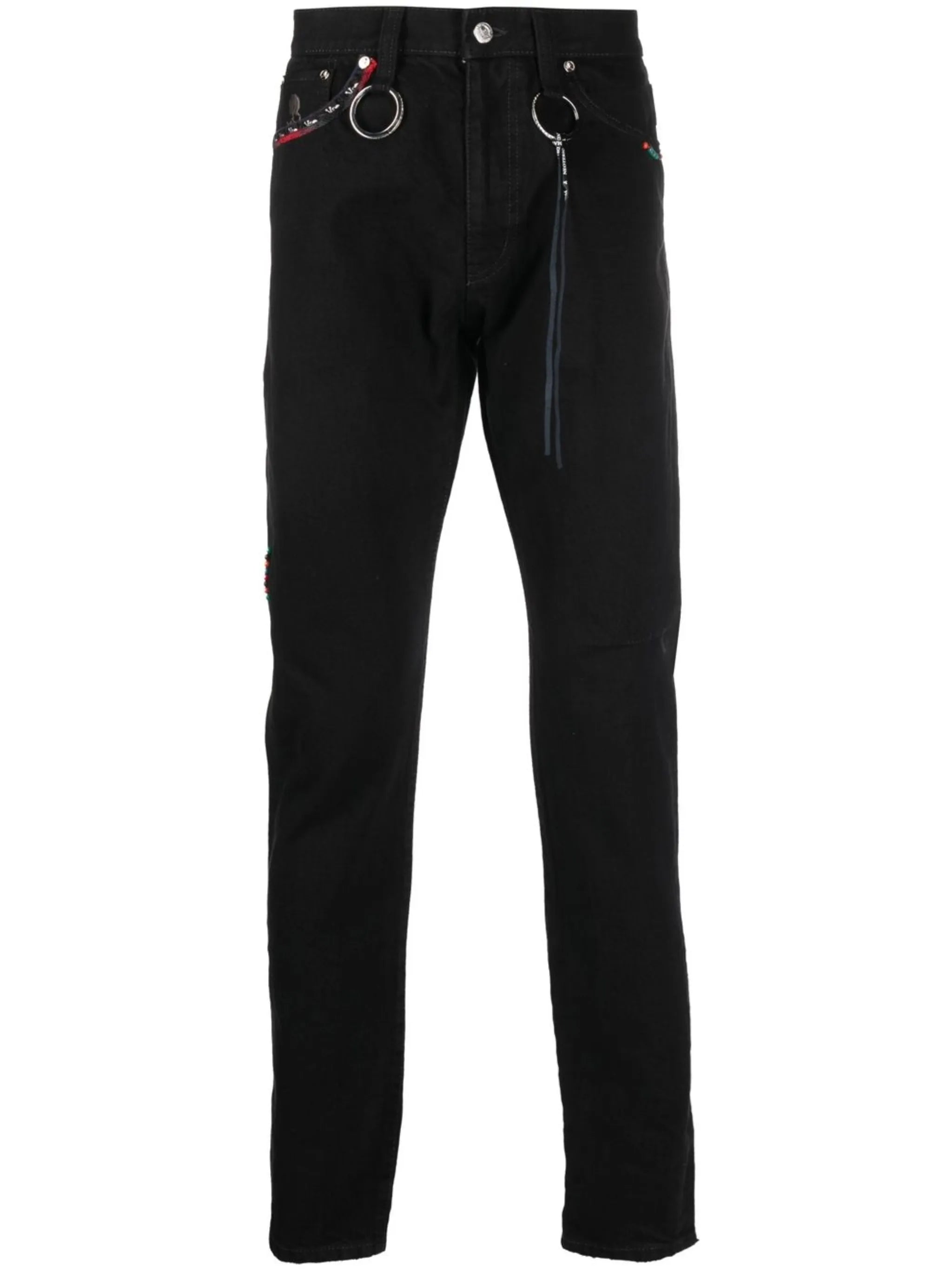bead detailing slim-fit denim jeans