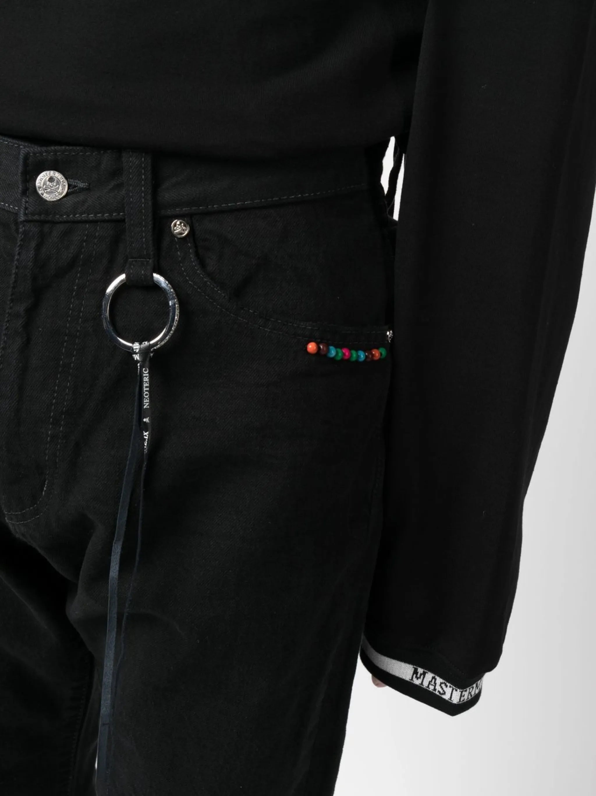 bead detailing slim-fit denim jeans