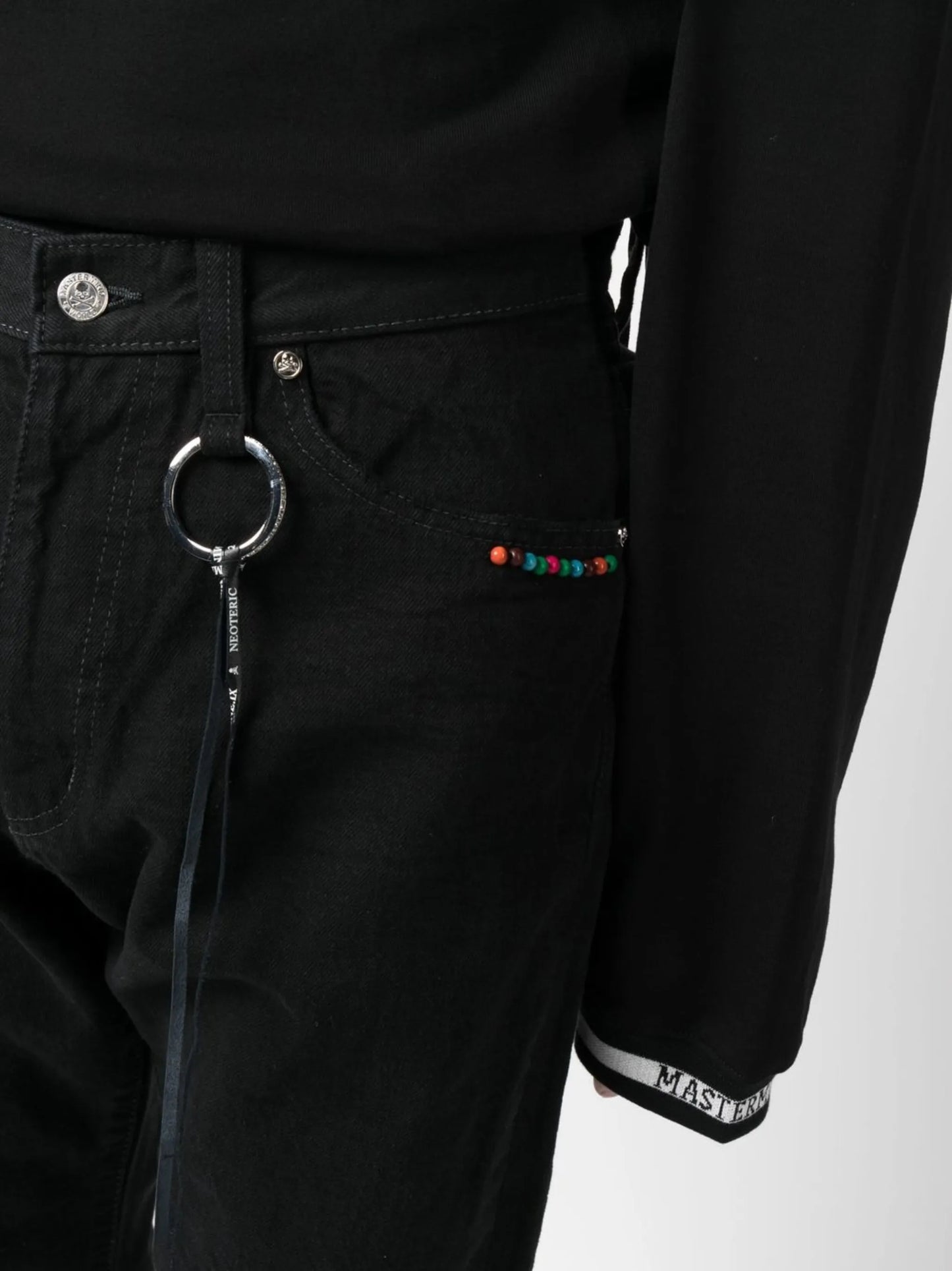 bead detailing slim-fit denim jeans