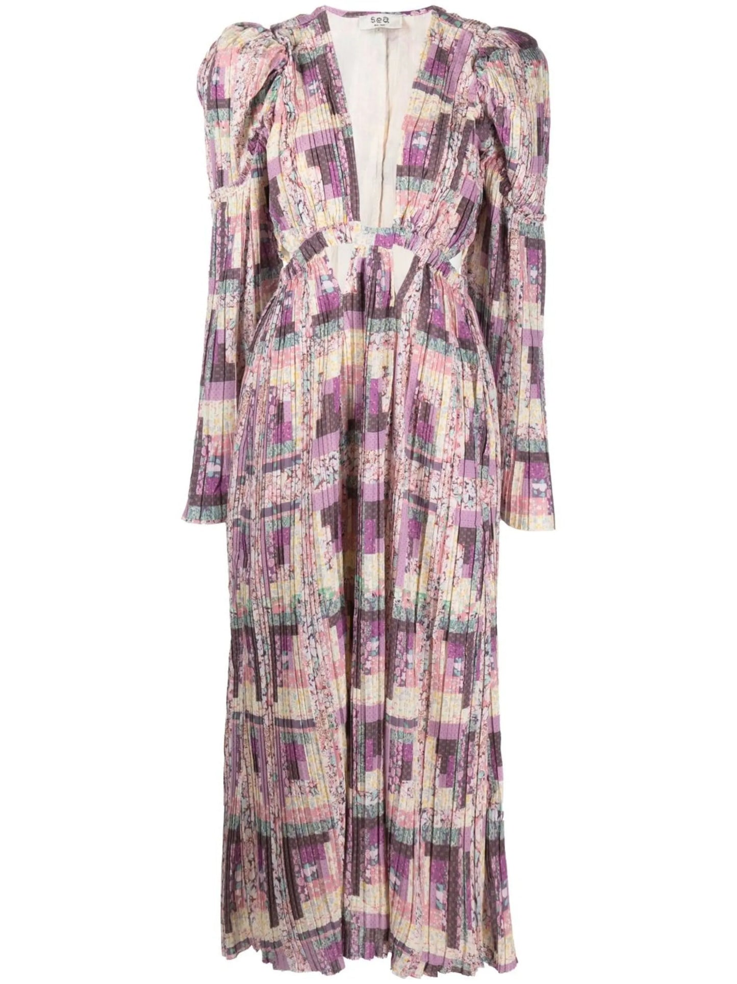 Naya patchwork-print long dress
