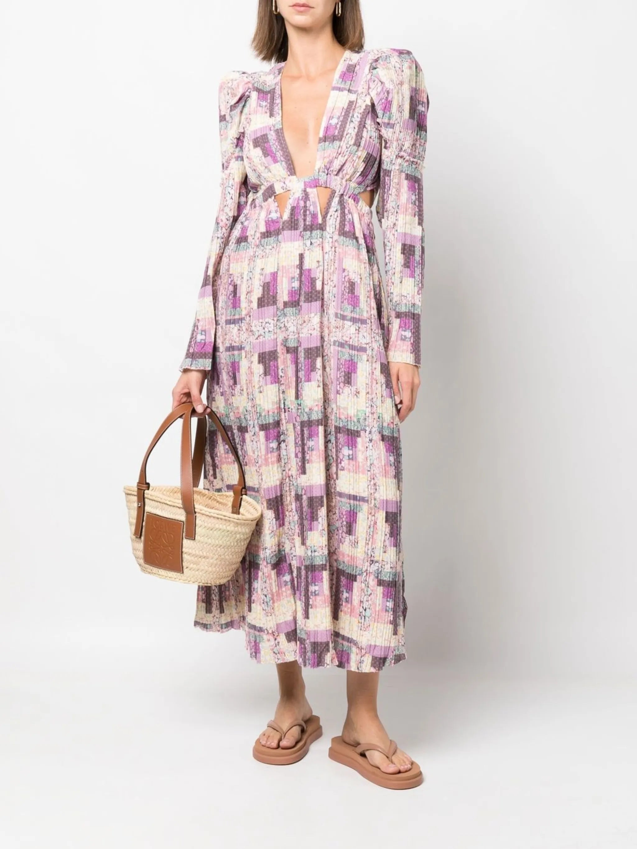 Naya patchwork-print long dress