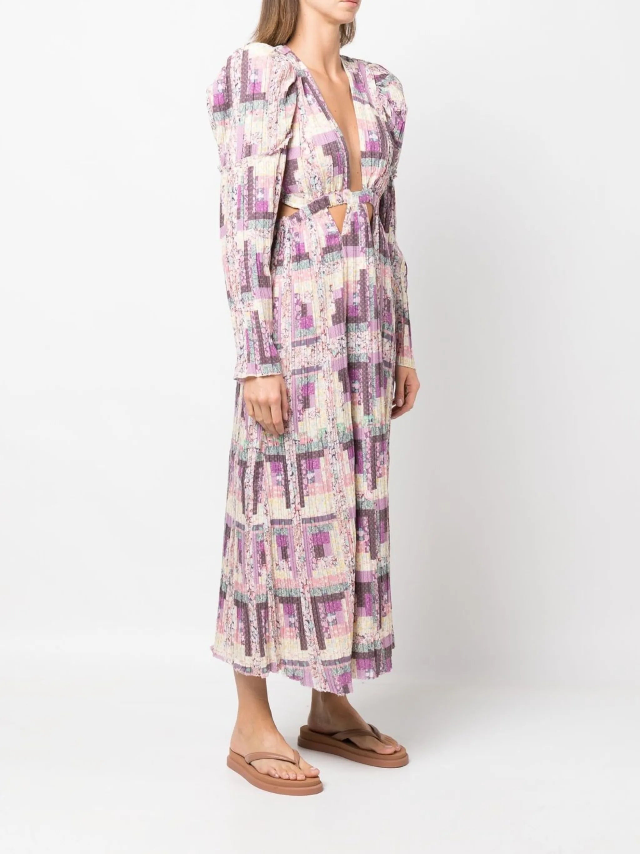 Naya patchwork-print long dress