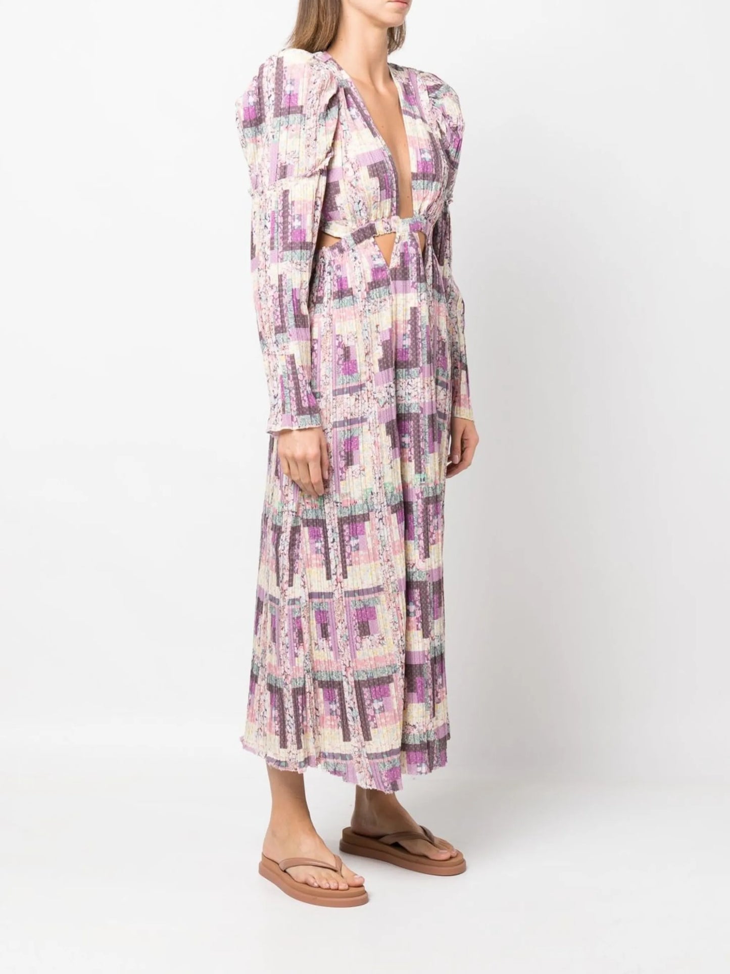 Naya patchwork-print long dress