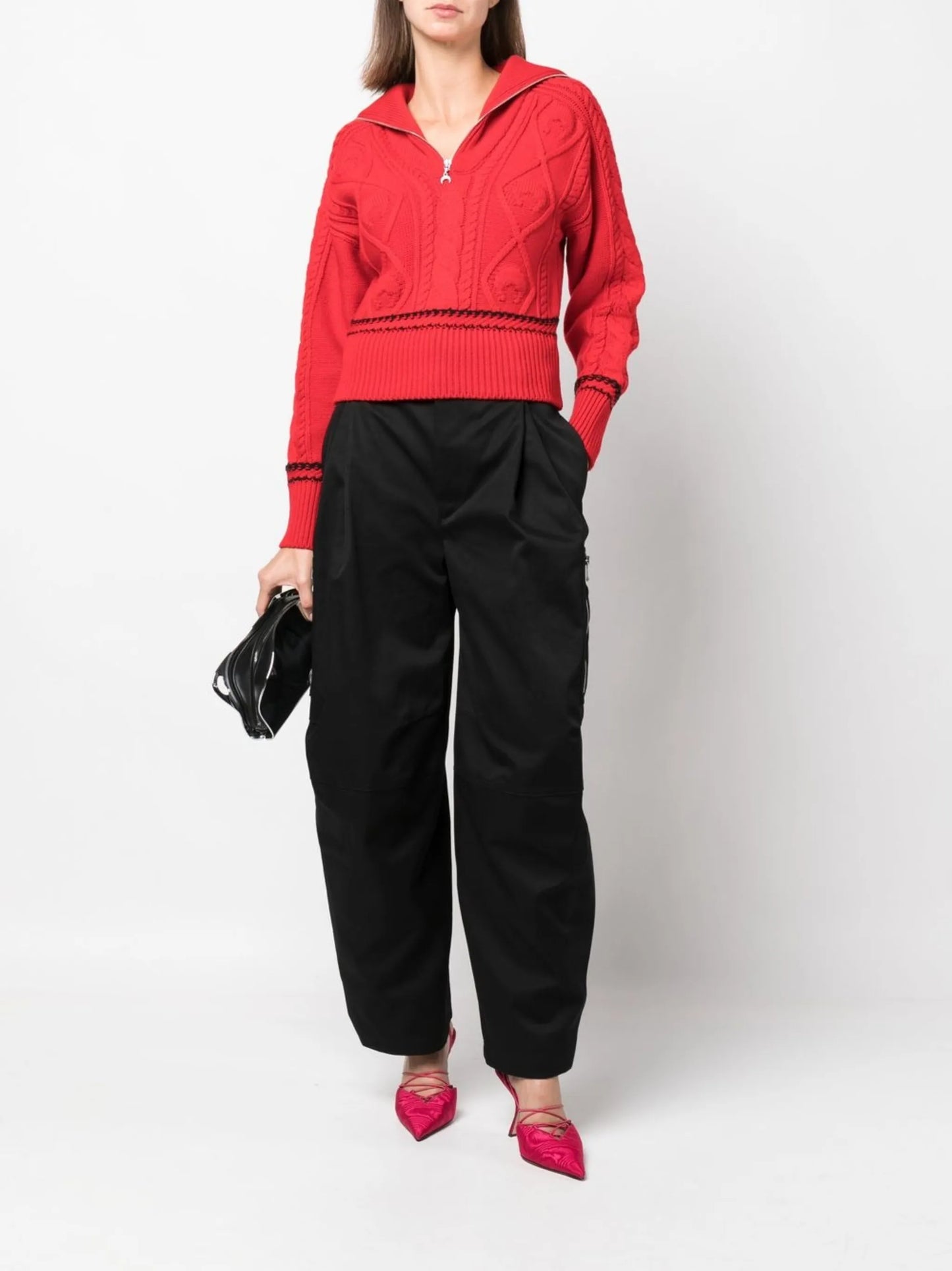 cable-knit quarter-zip jumper