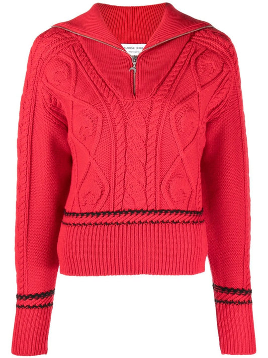 cable-knit quarter-zip jumper