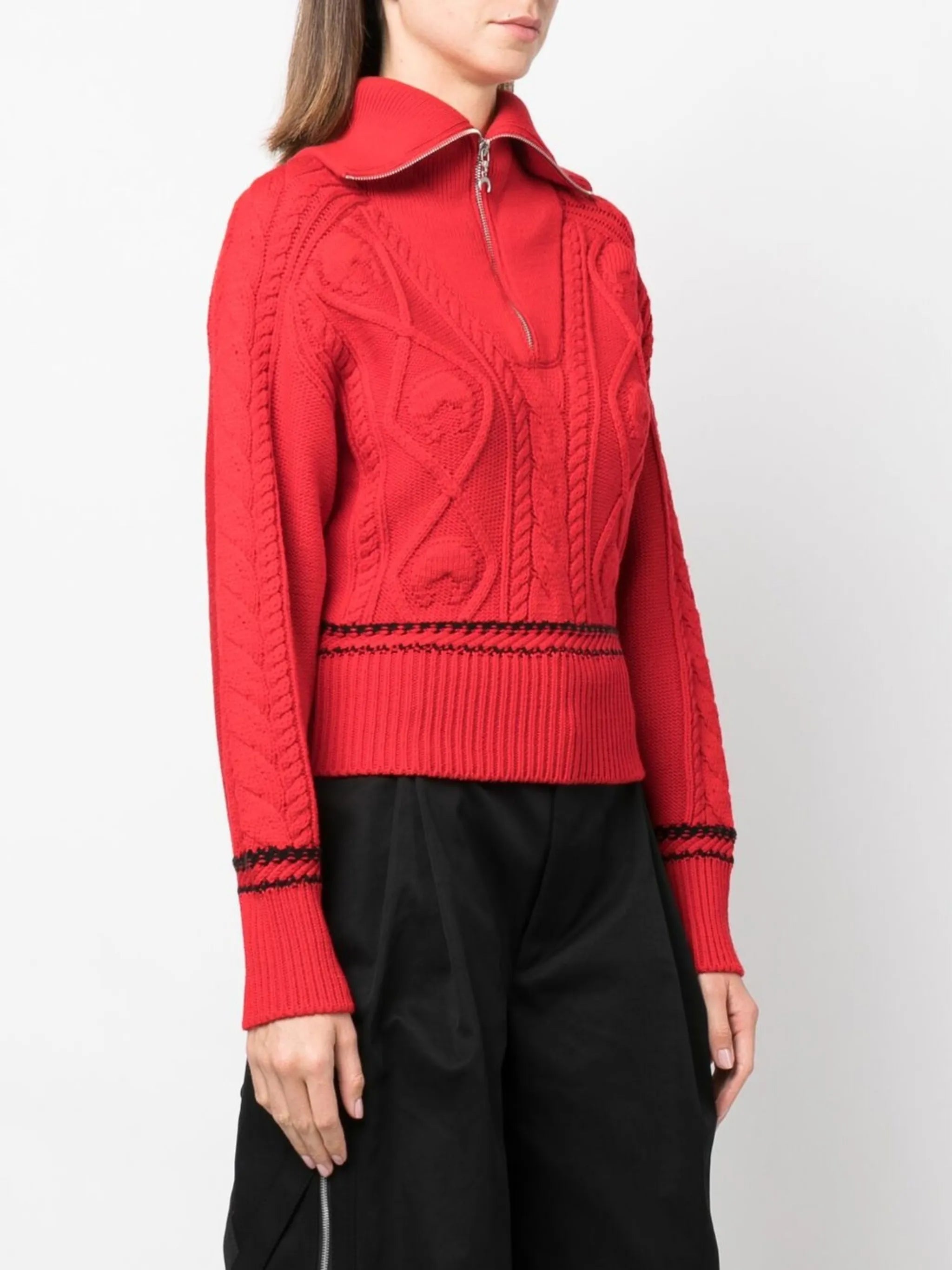 cable-knit quarter-zip jumper