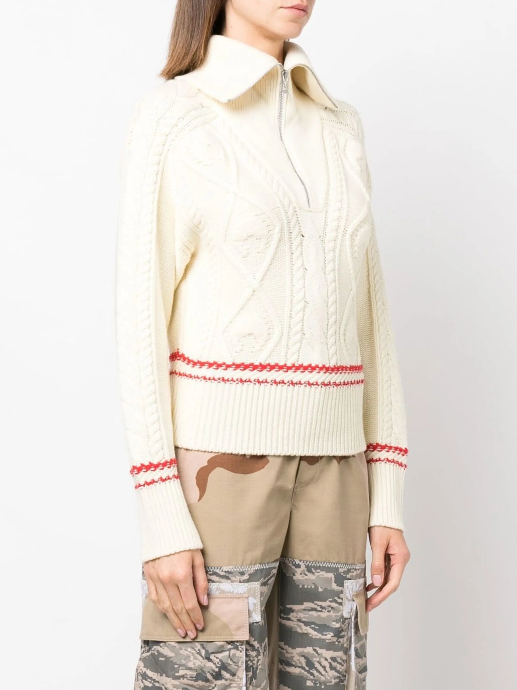 quarter-zip cable-knit jumper