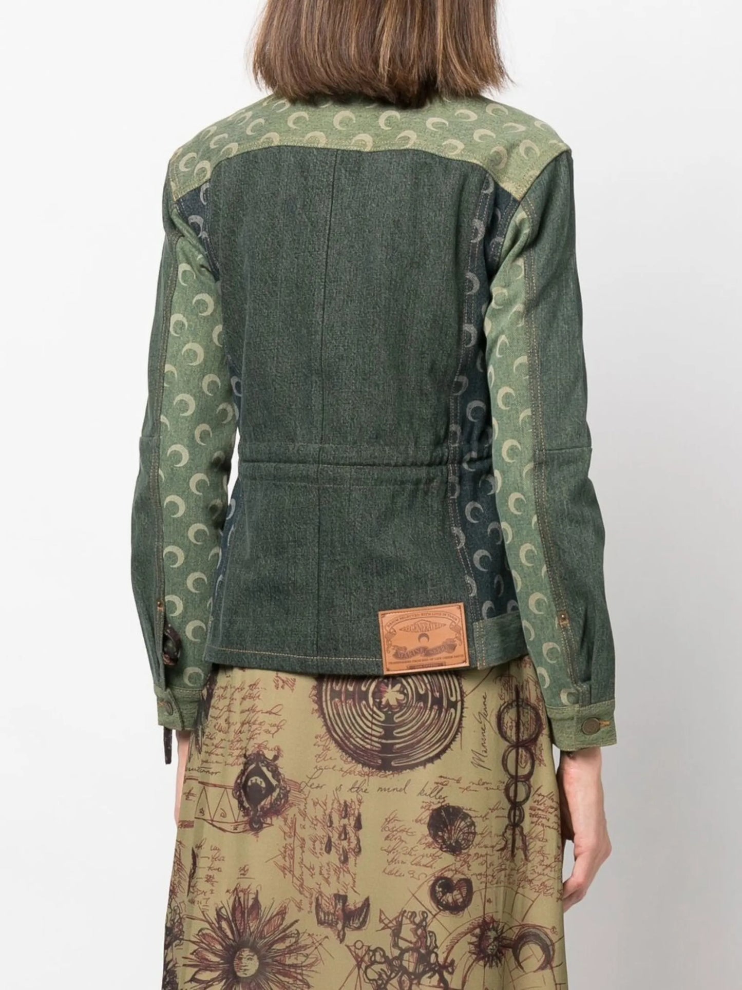 logo-print colour-block denim jacket