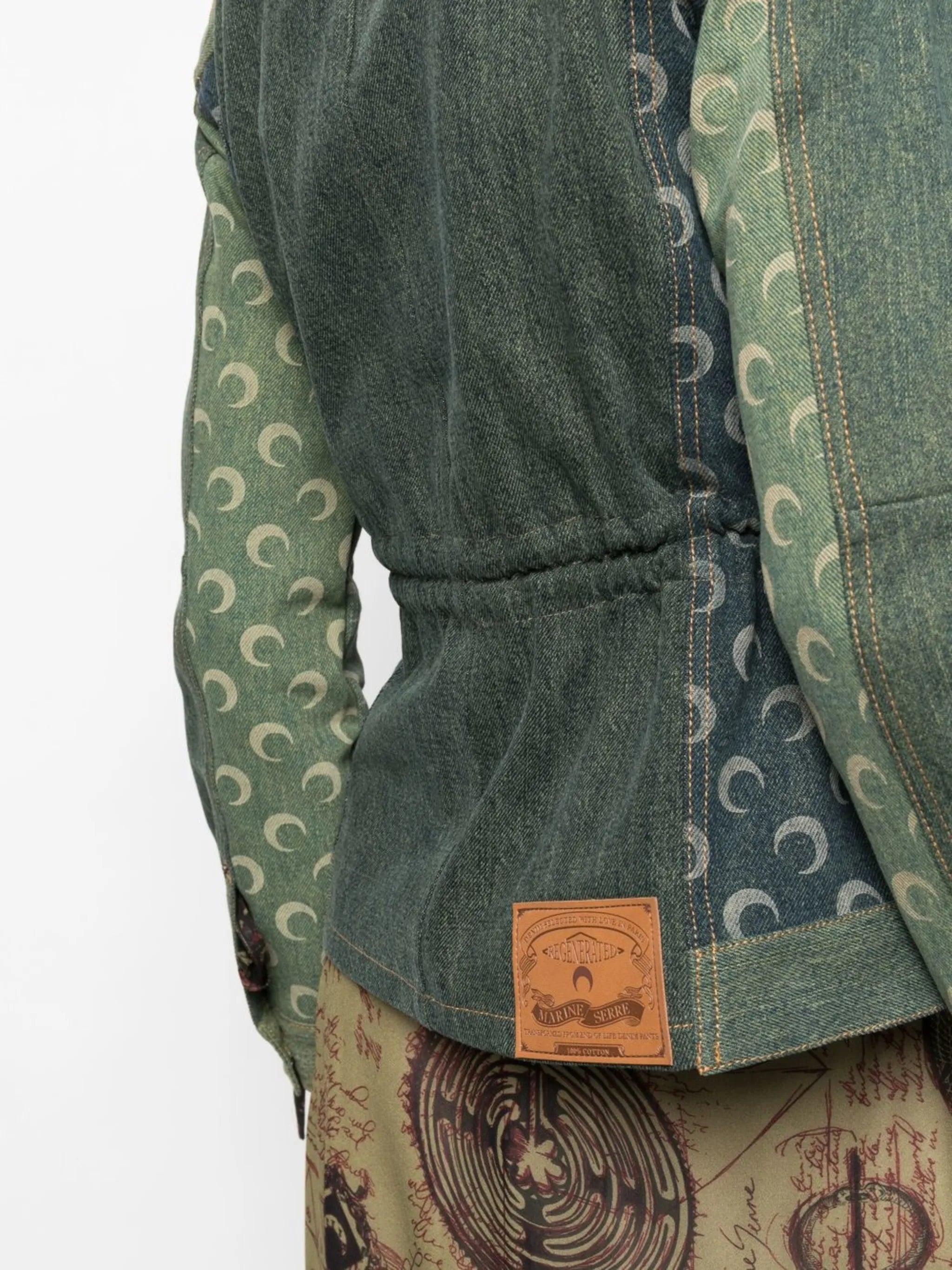 logo-print colour-block denim jacket