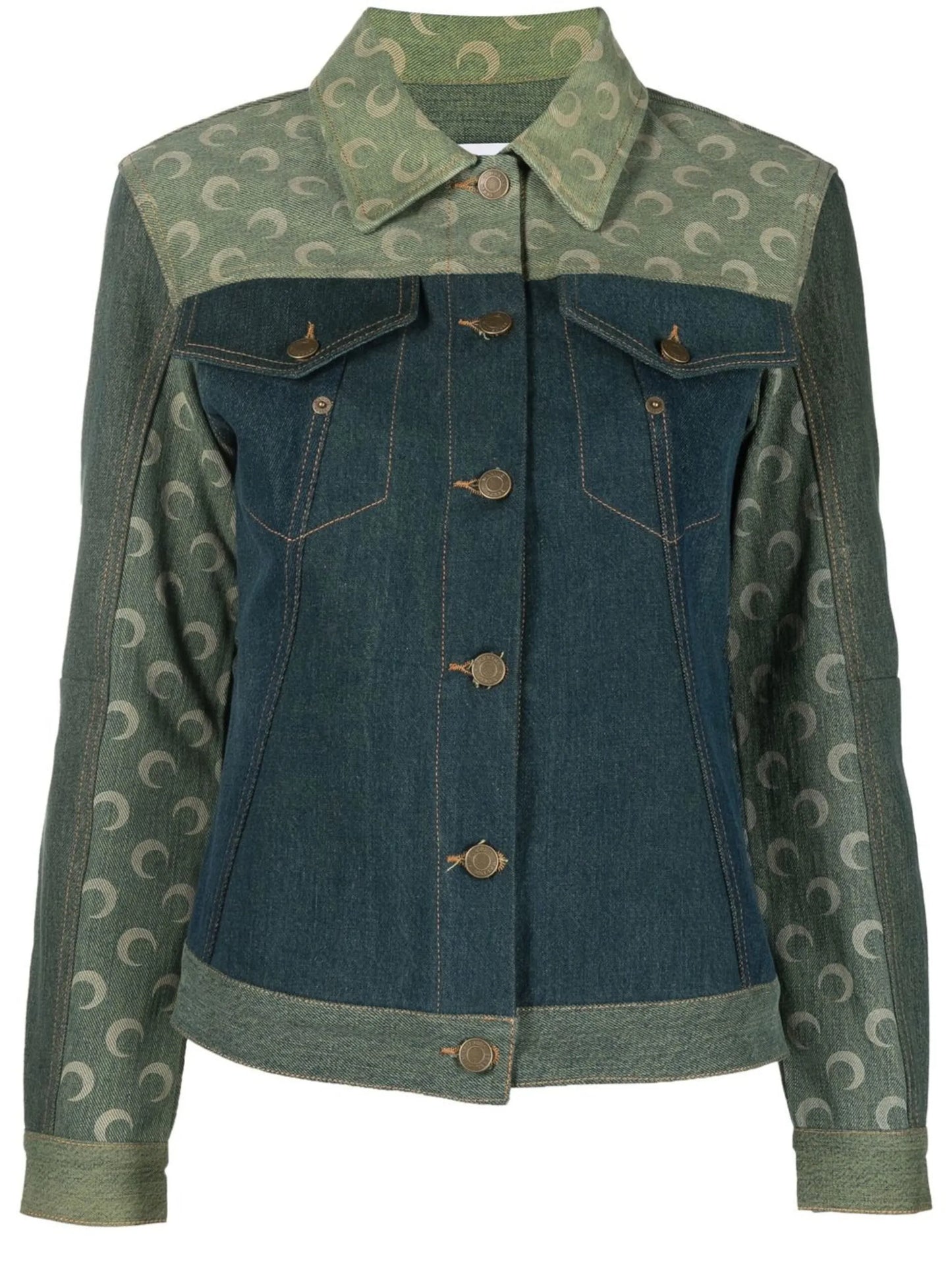 logo-print colour-block denim jacket