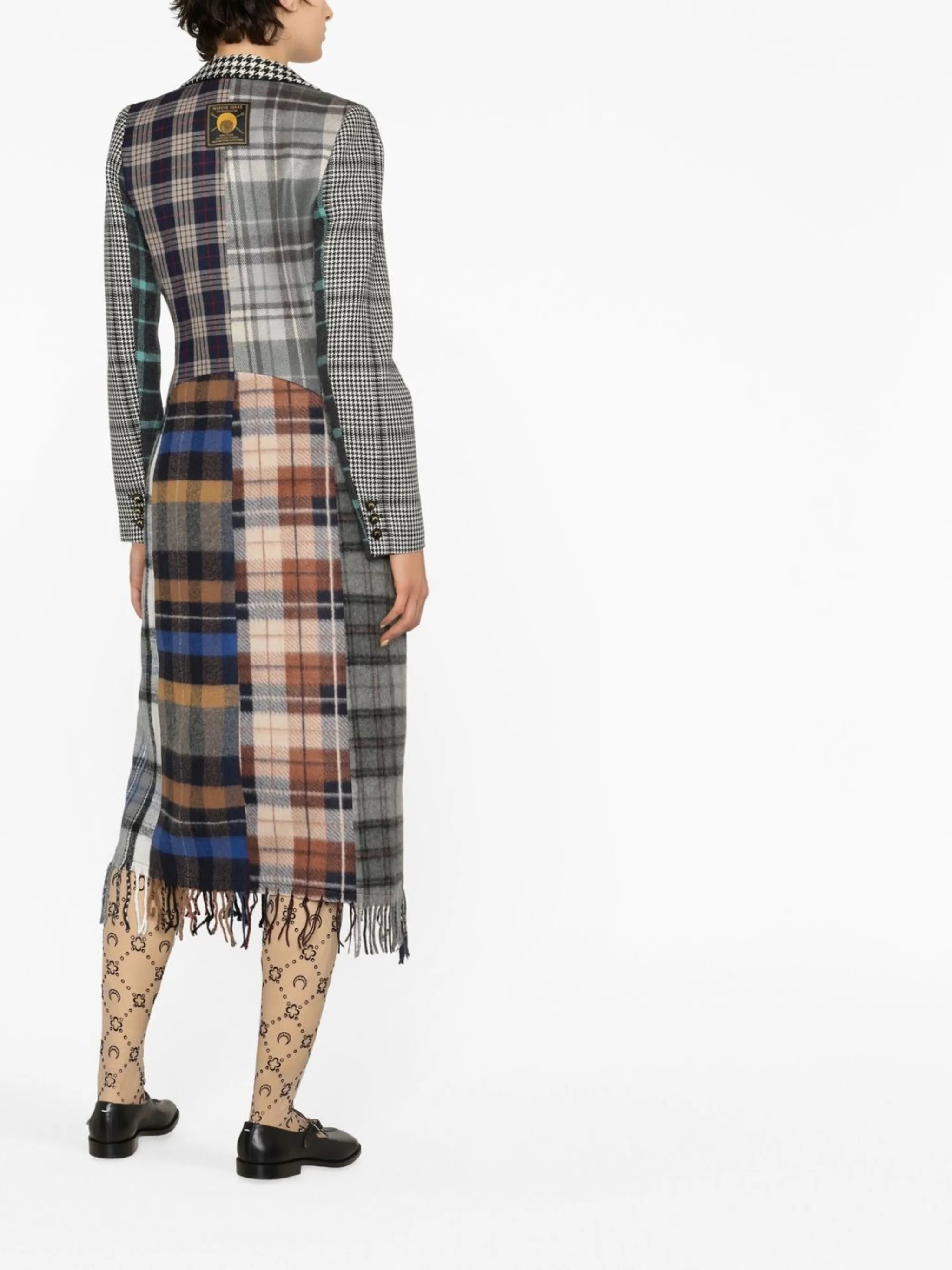 single-breasted patchwork coat