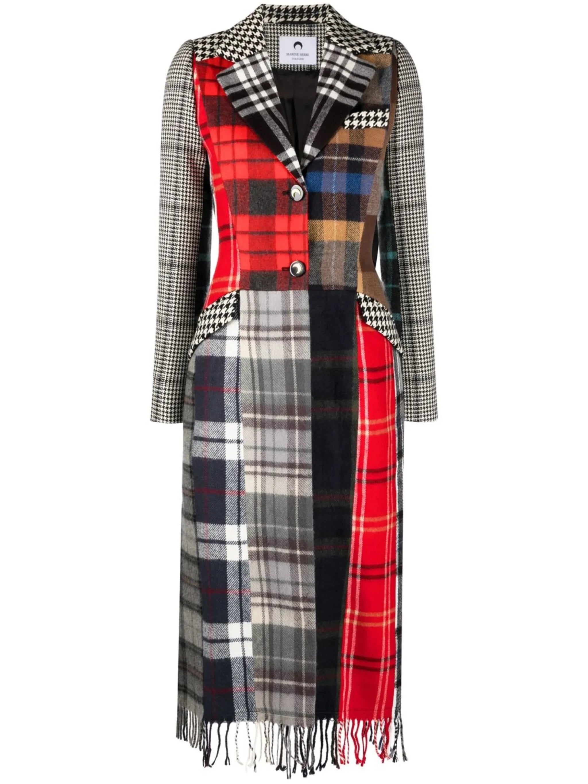single-breasted patchwork coat
