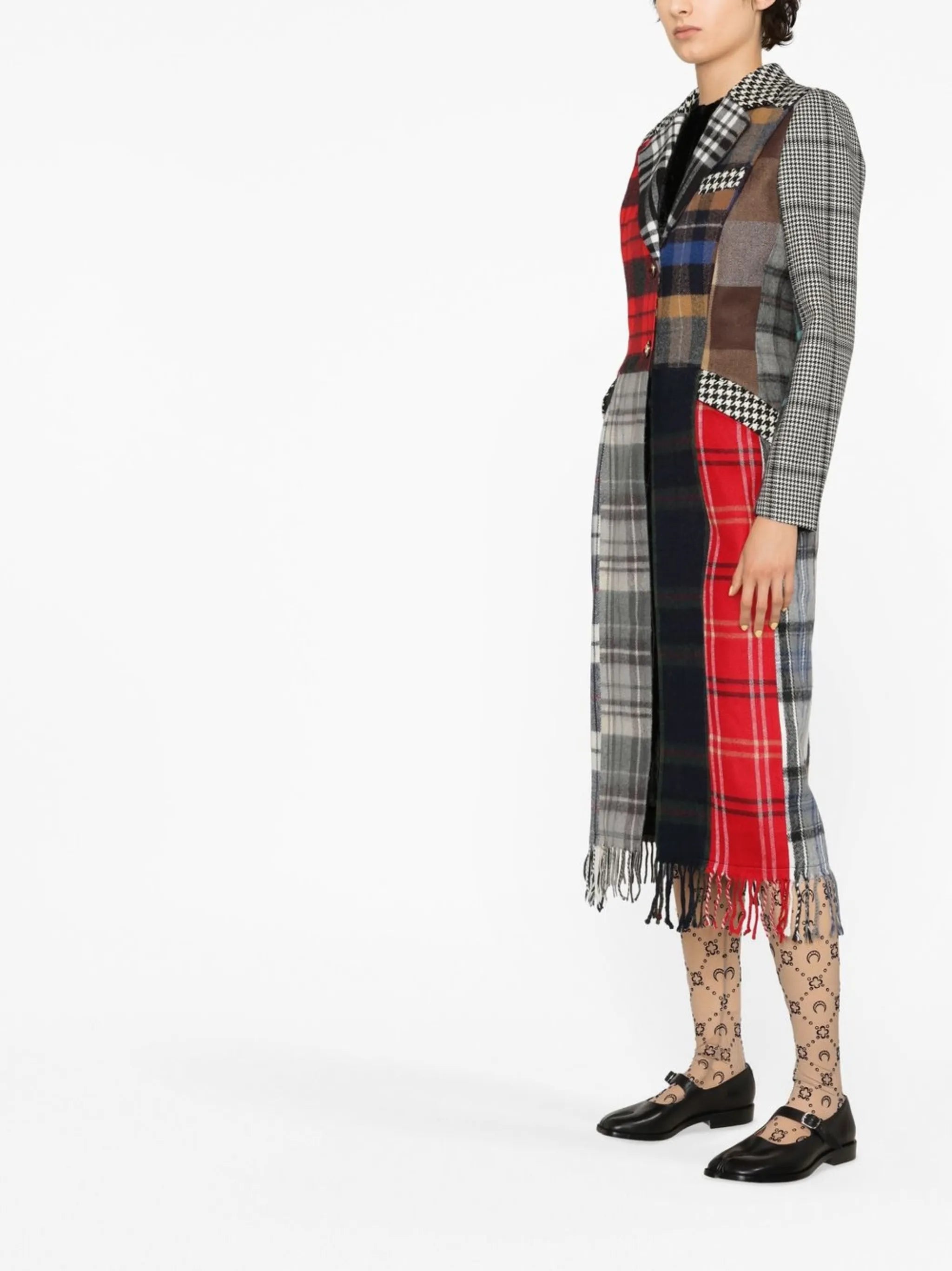 single-breasted patchwork coat