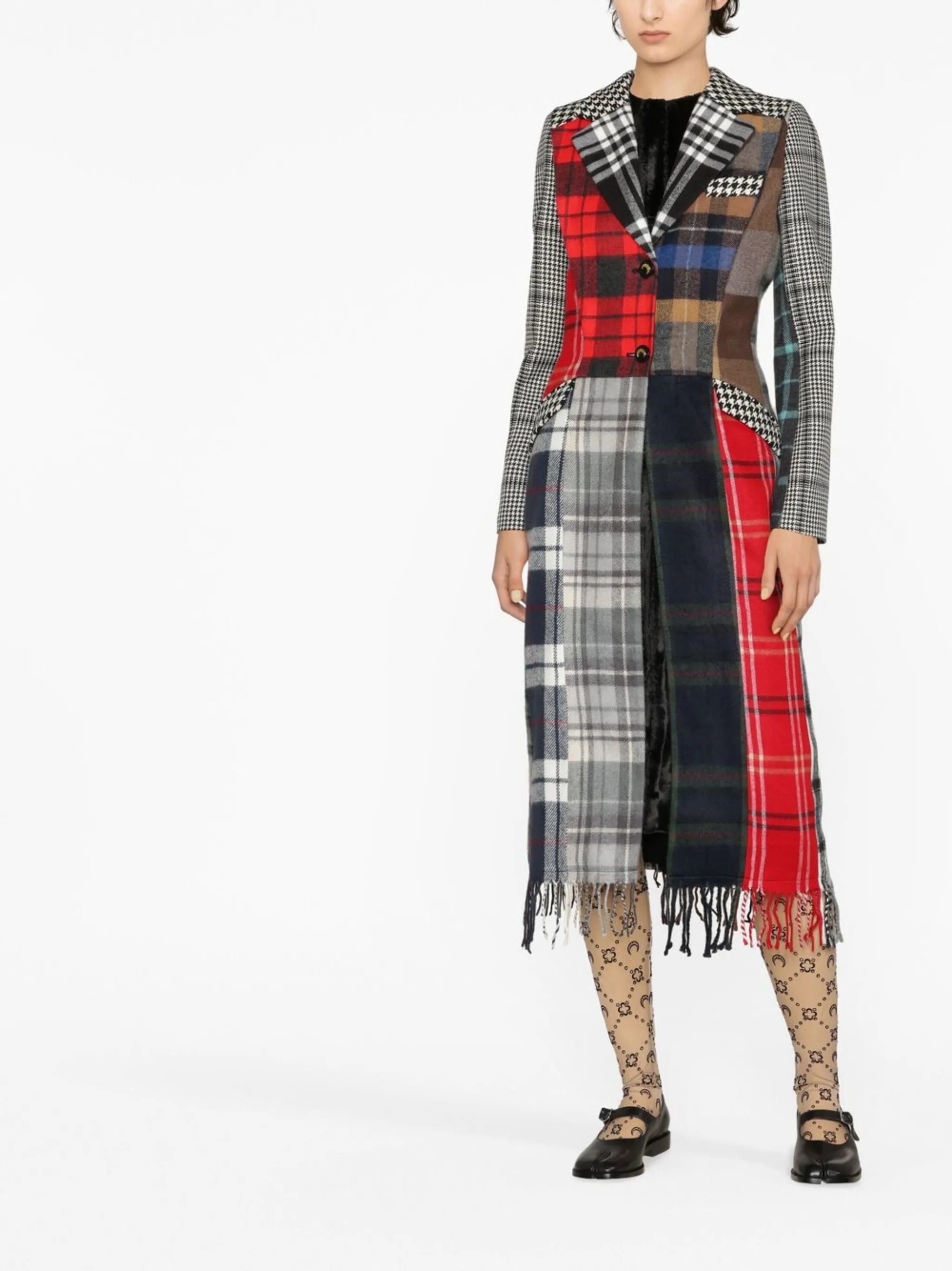 single-breasted patchwork coat