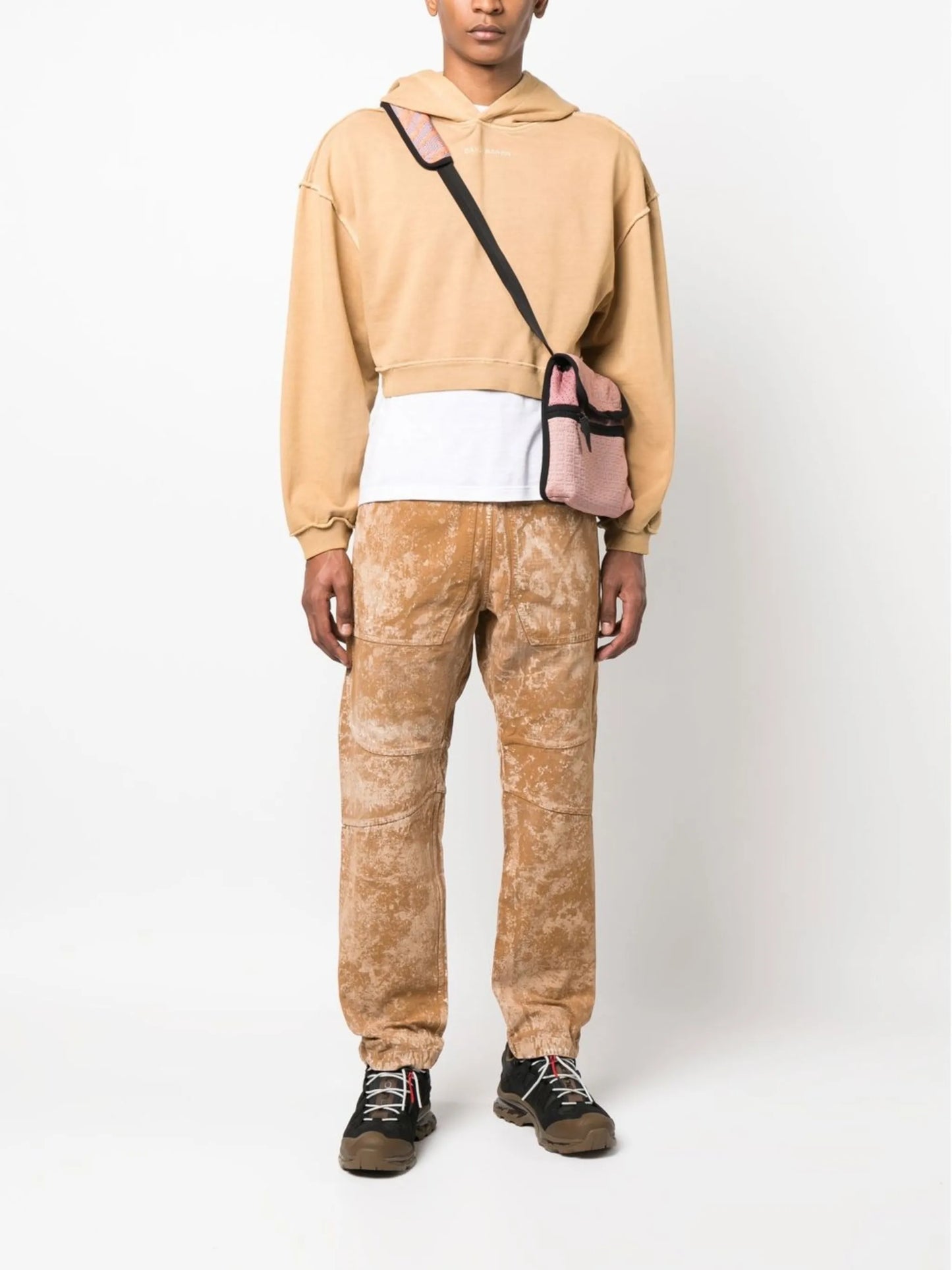 Oss bleached-effect ripstop trousers