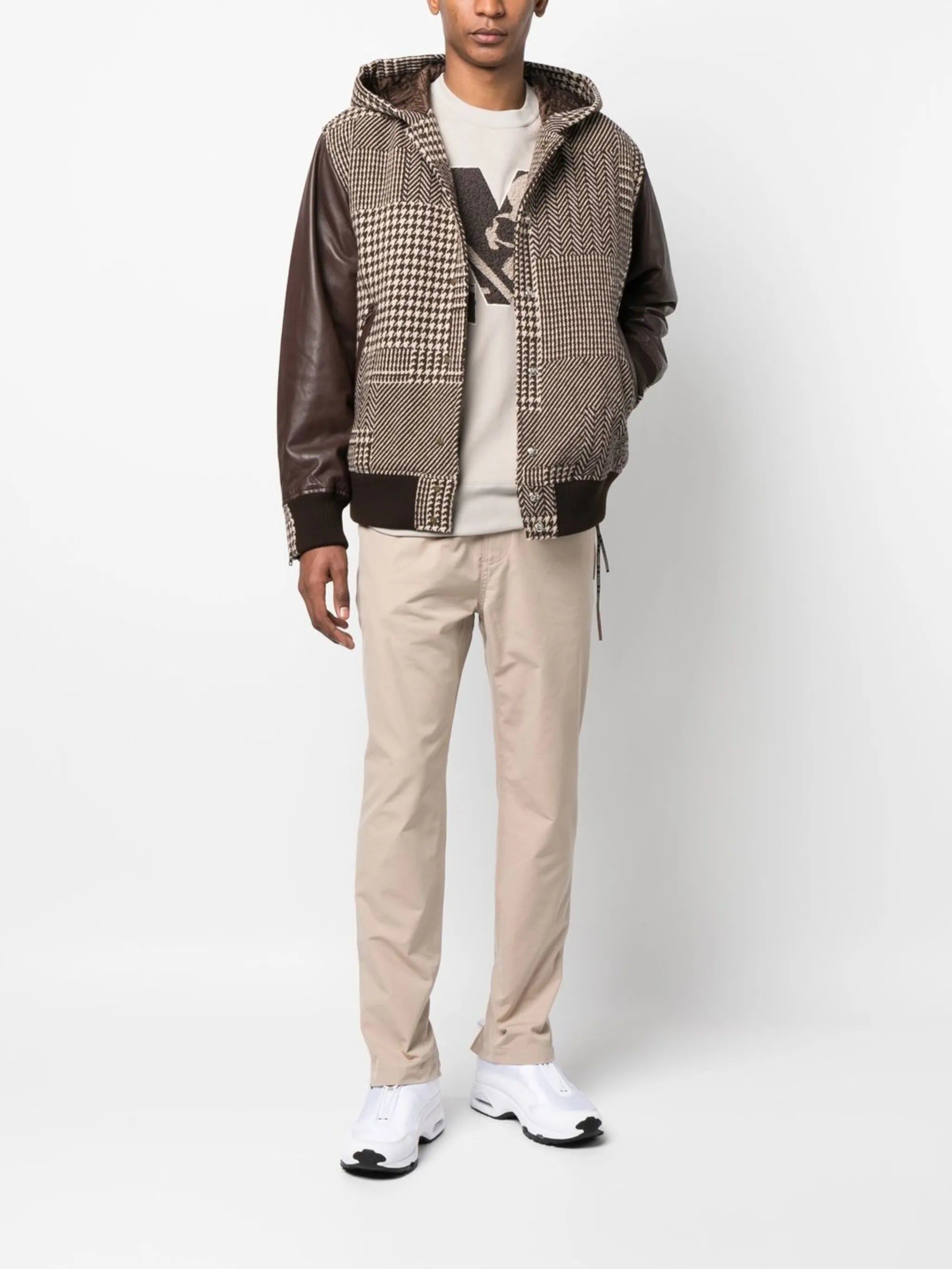 skull-patch plaid varsity jacket
