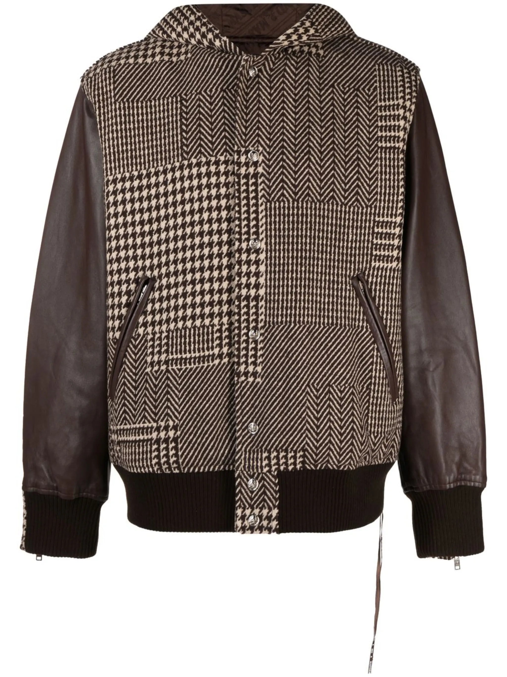 skull-patch plaid varsity jacket