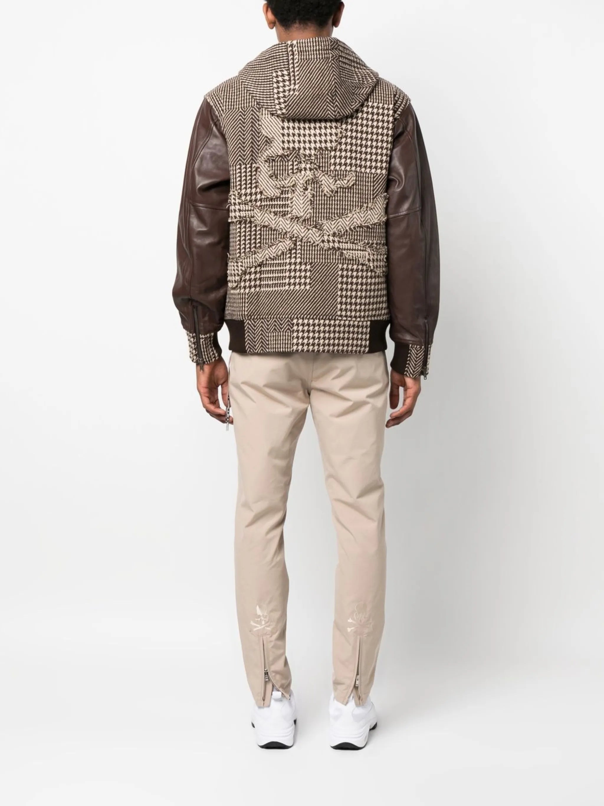 skull-patch plaid varsity jacket