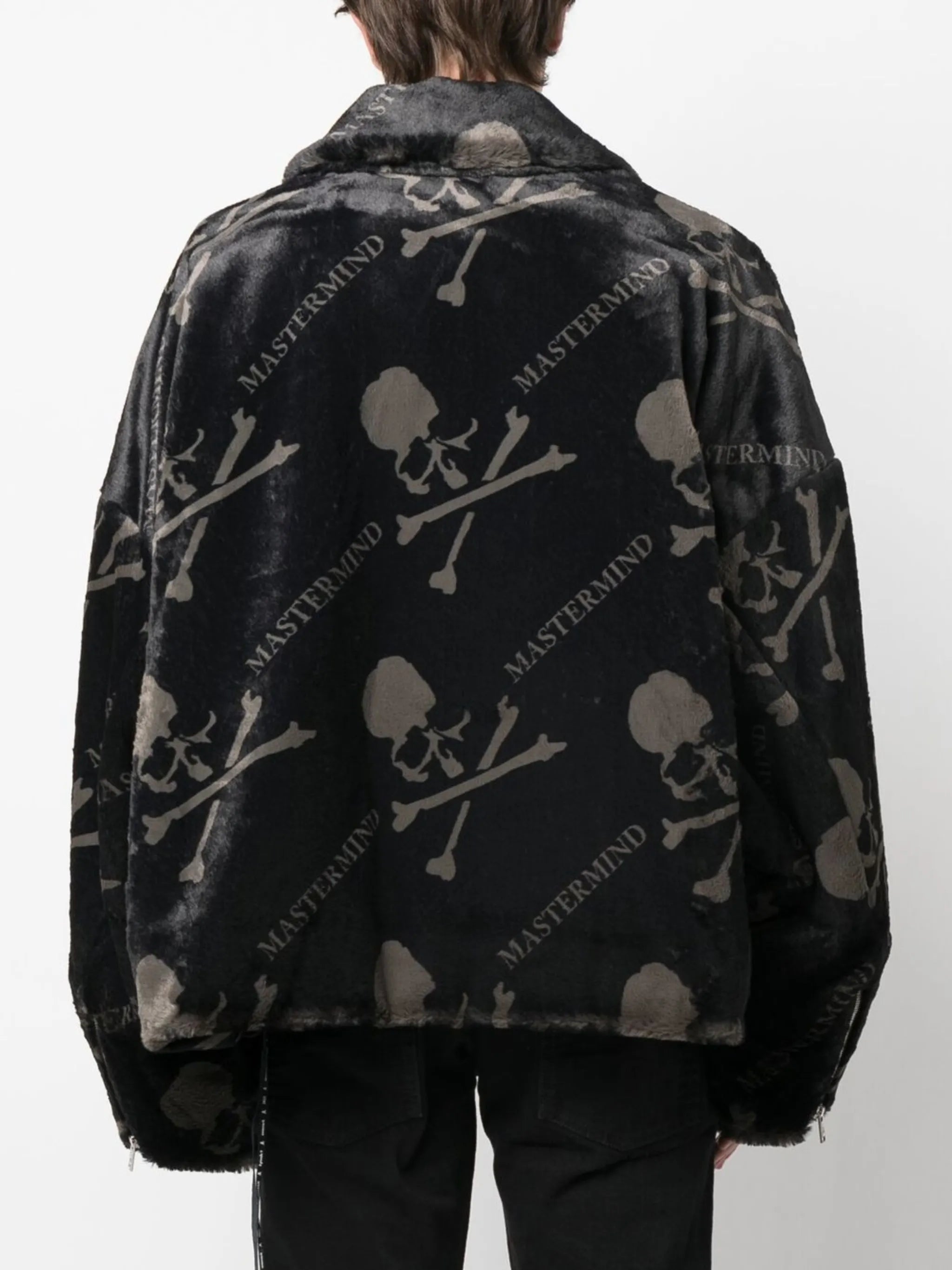faux-fur skull-print jacket