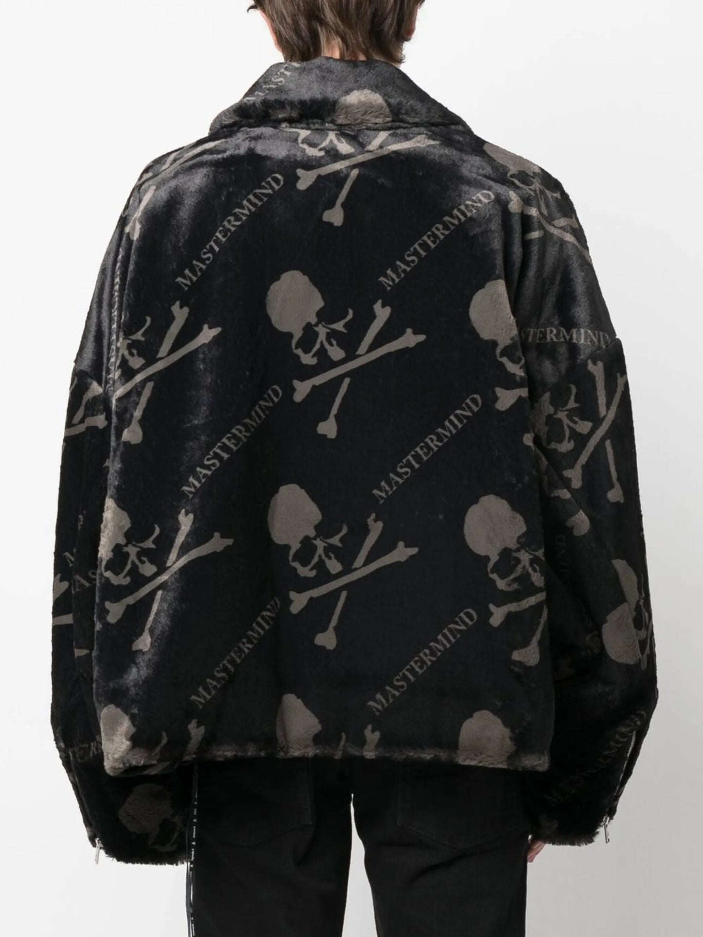 faux-fur skull-print jacket