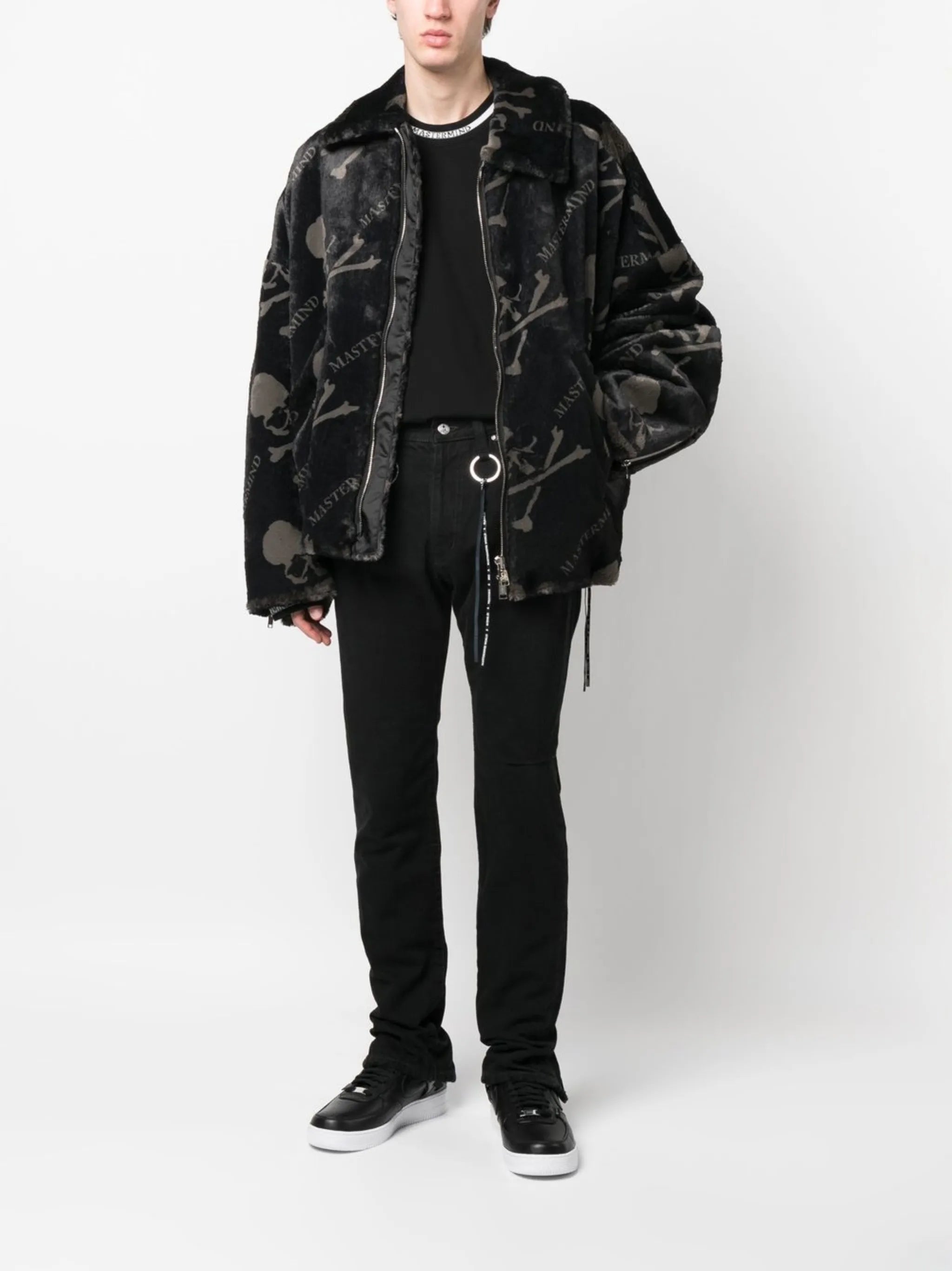 faux-fur skull-print jacket