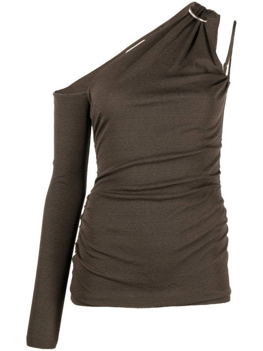 draped neckline jersey wrap top
