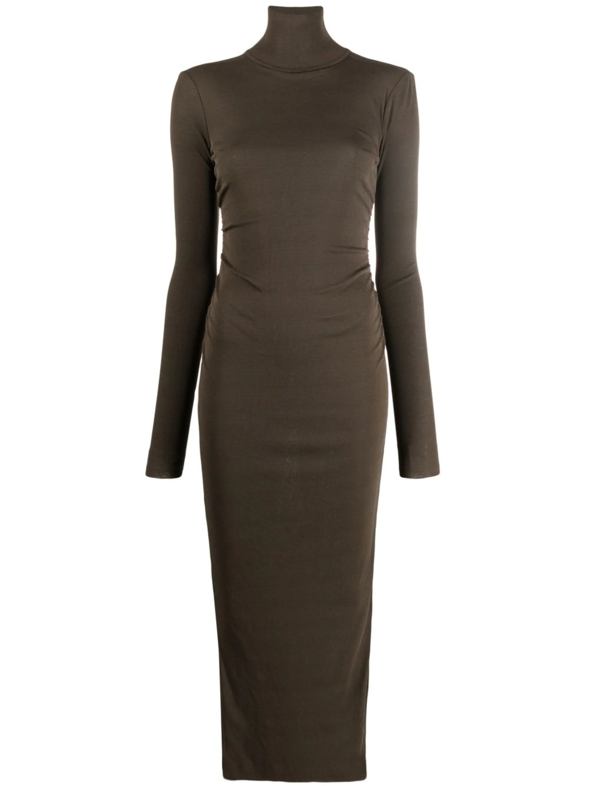 roll-neck bodycon midi dress
