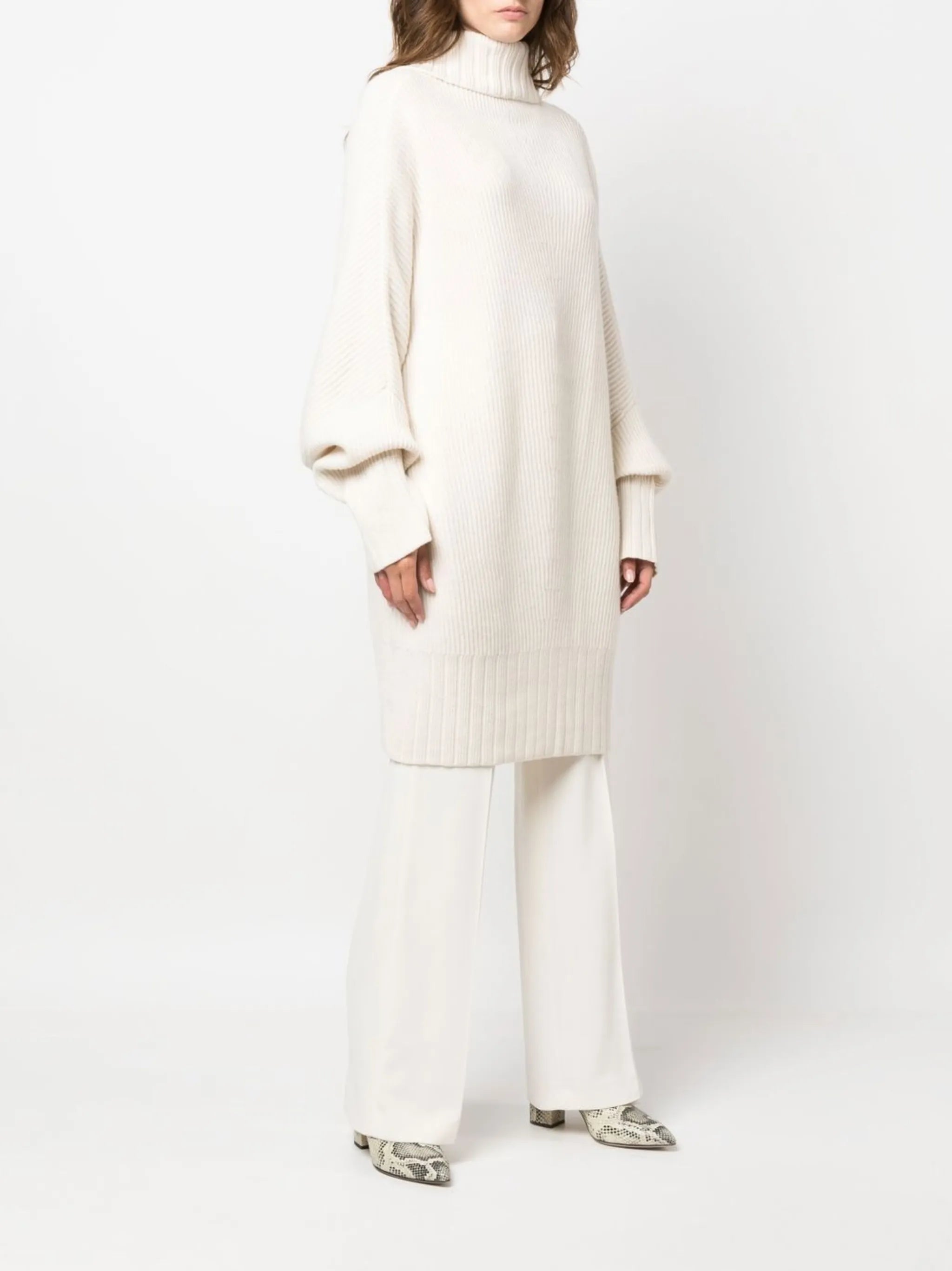 Rose ribbed-knit midi dress