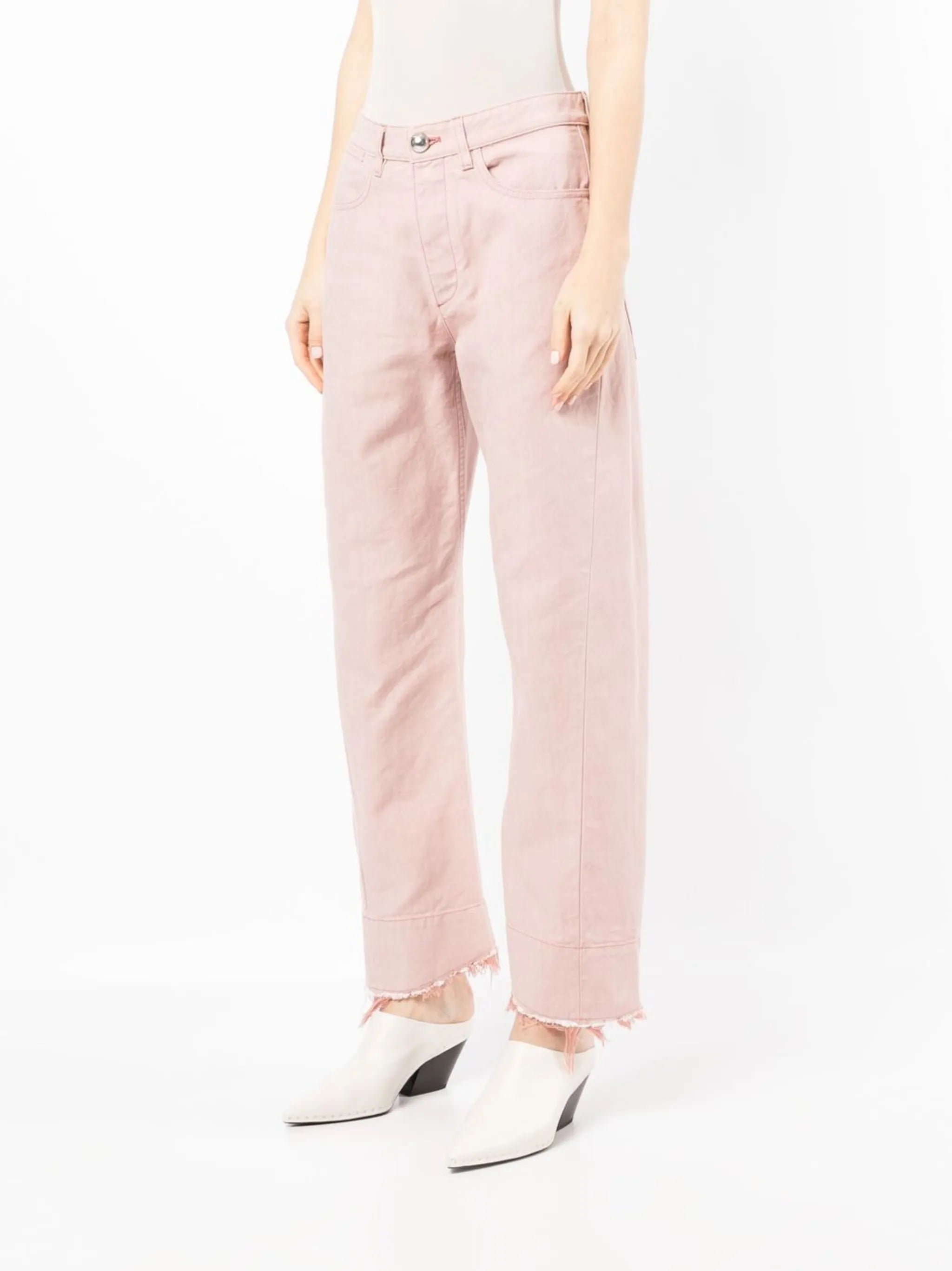 high-waisted straight-leg trousers